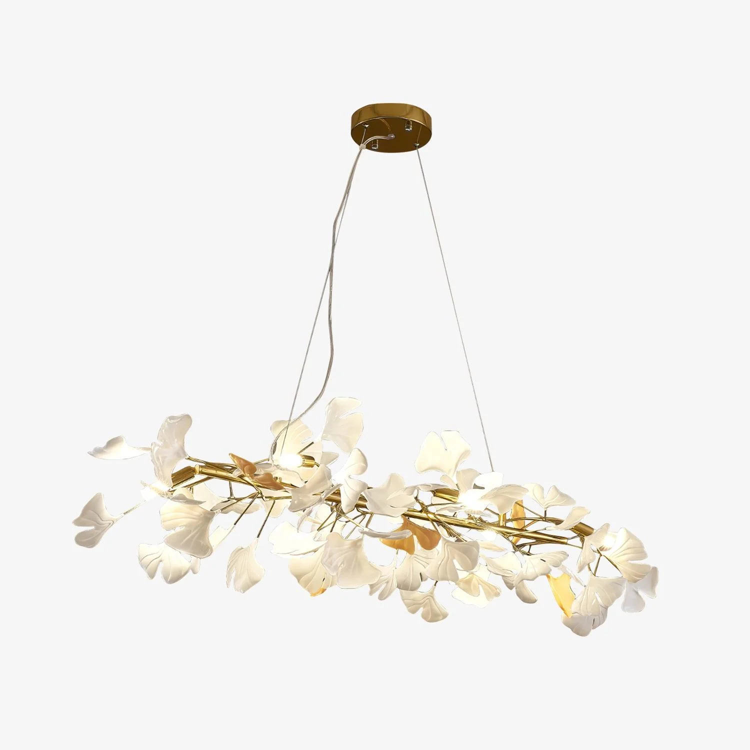 Olivia Ceramic Gingko Linear Minimalist Chandelier - Image 4
