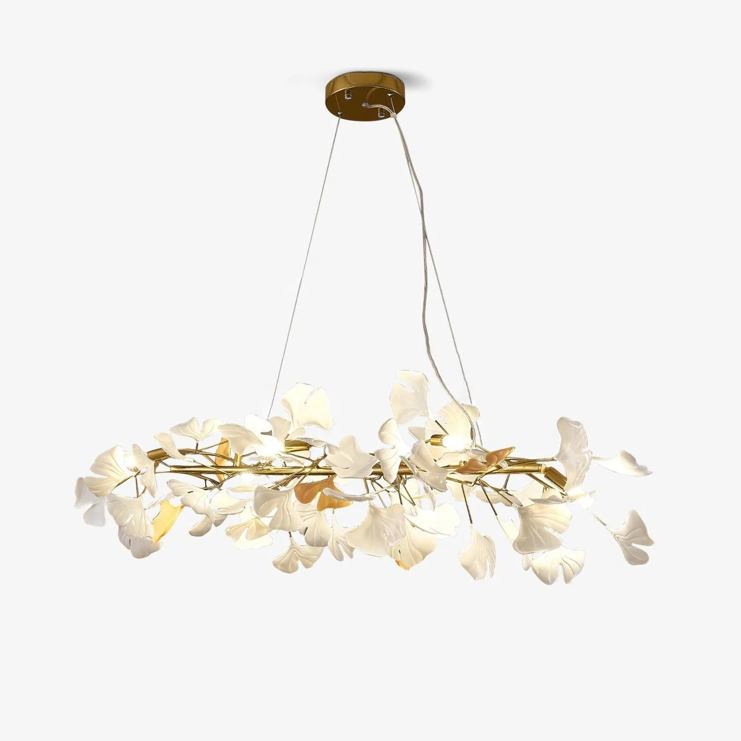 Olivia Ceramic Gingko Linear Minimalist Chandelier - Image 7