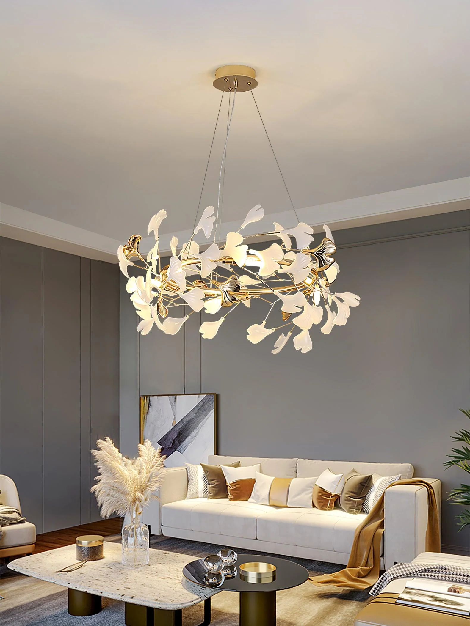 Olivia Ceramic Gingko Chandelier 4 Styles - Image 44