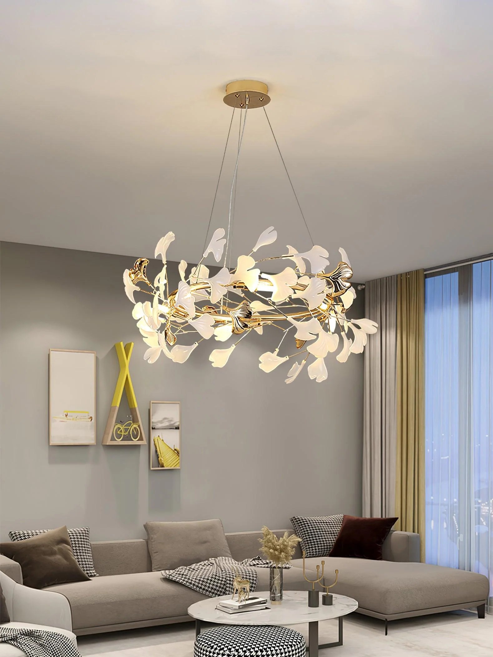 Olivia Ceramic Gingko Chandelier 4 Styles - Image 45