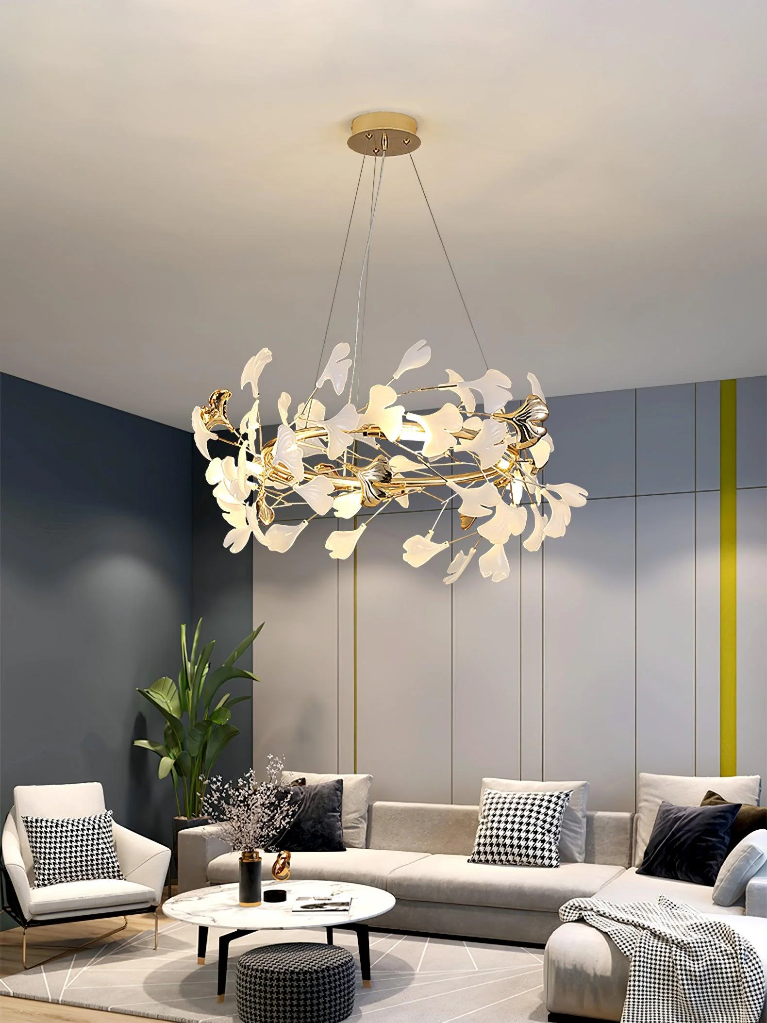 Olivia Ceramic Gingko Chandelier 4 Styles - Image 46