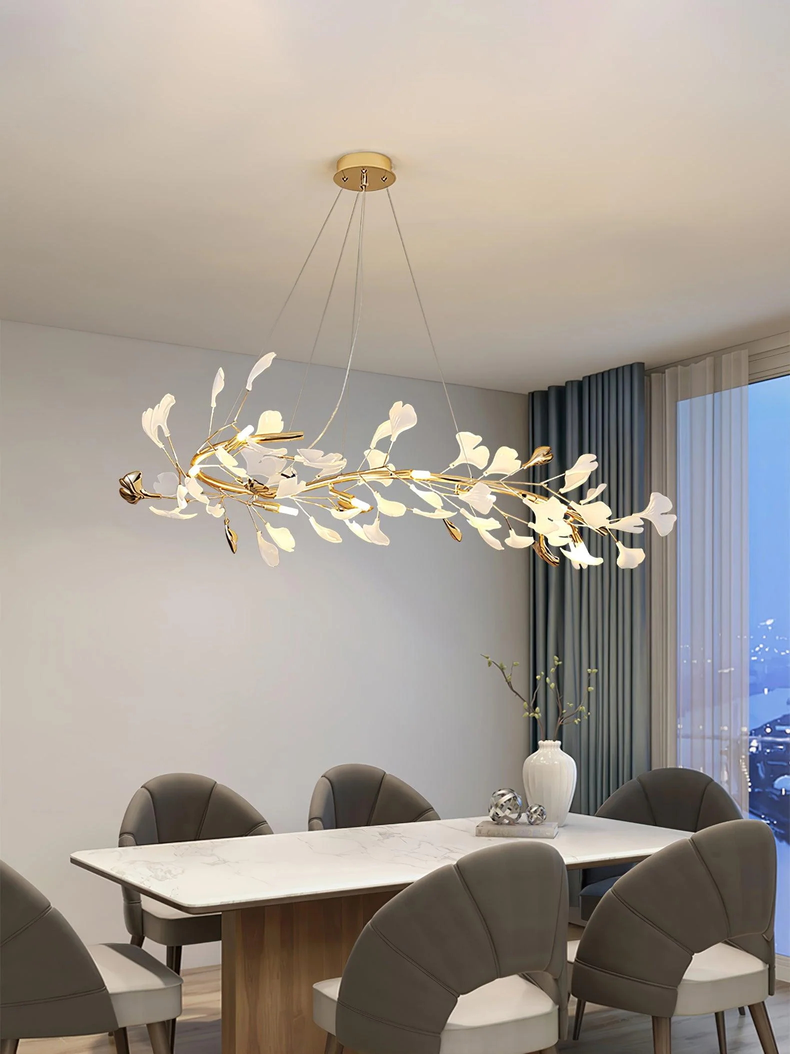 Olivia Ceramic Gingko Chandelier 4 Styles - Image 47