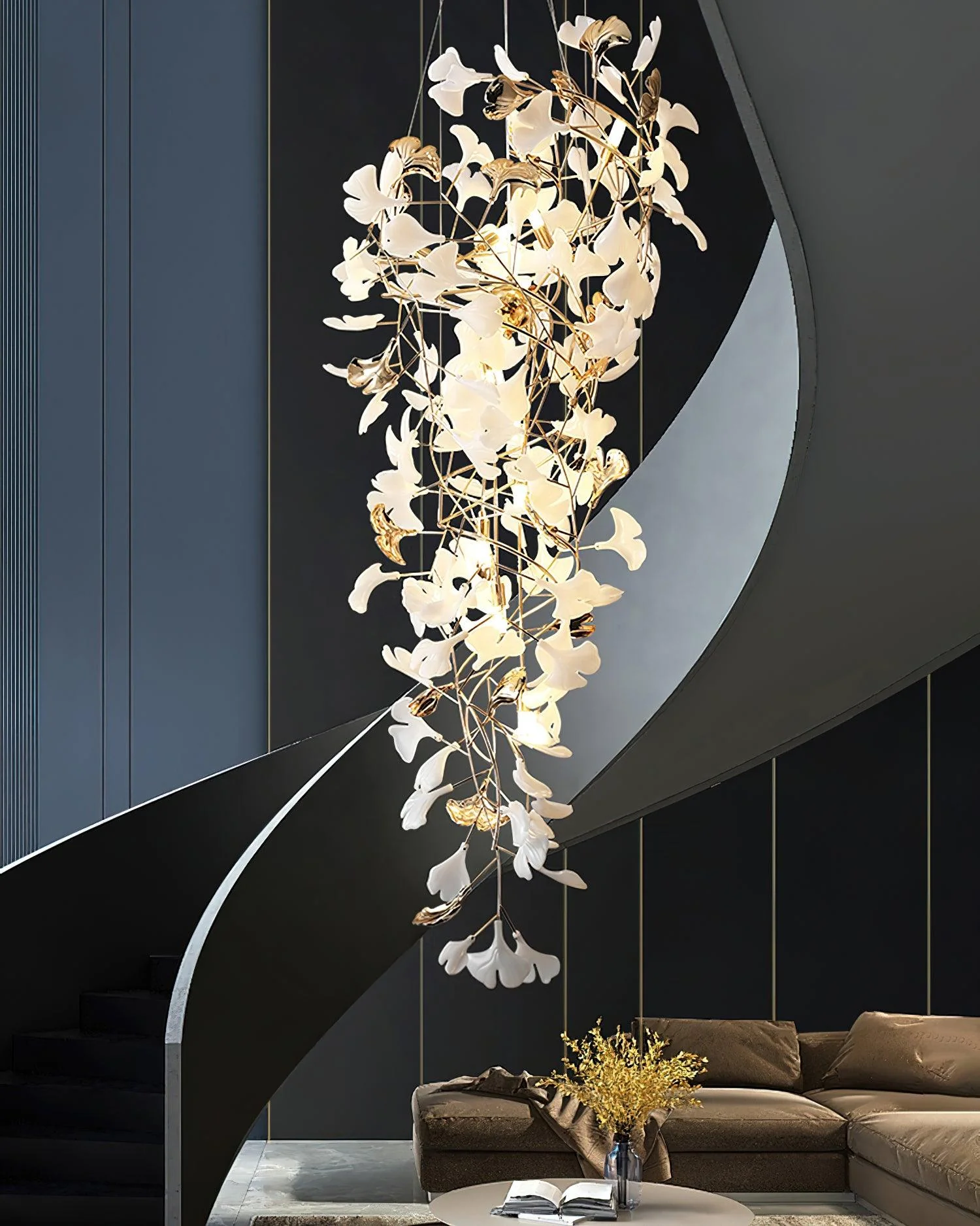 Olivia Ceramic Gingko Cascading Chandelier - Image 10