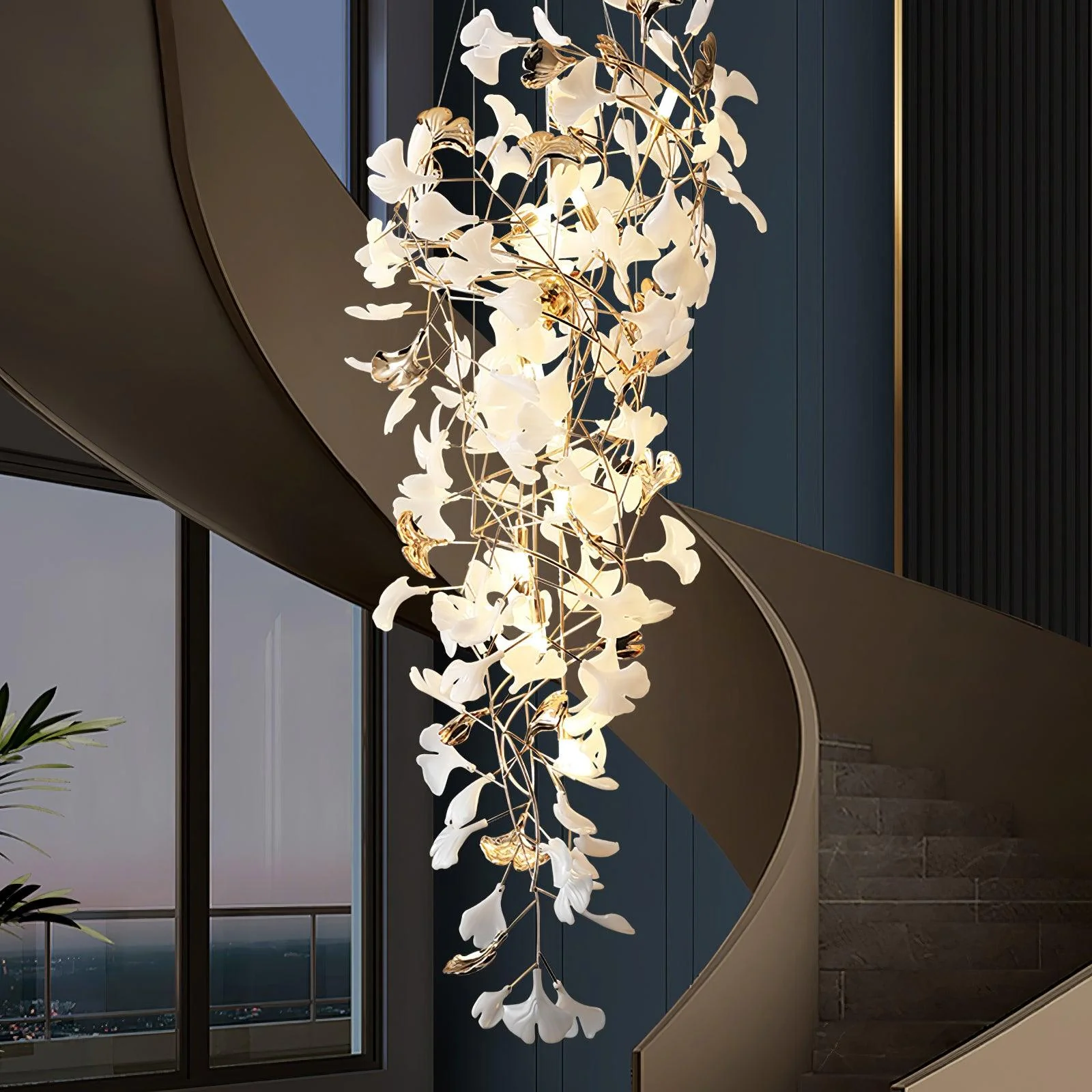 Olivia Ceramic Gingko Cascading Chandelier - Image 16