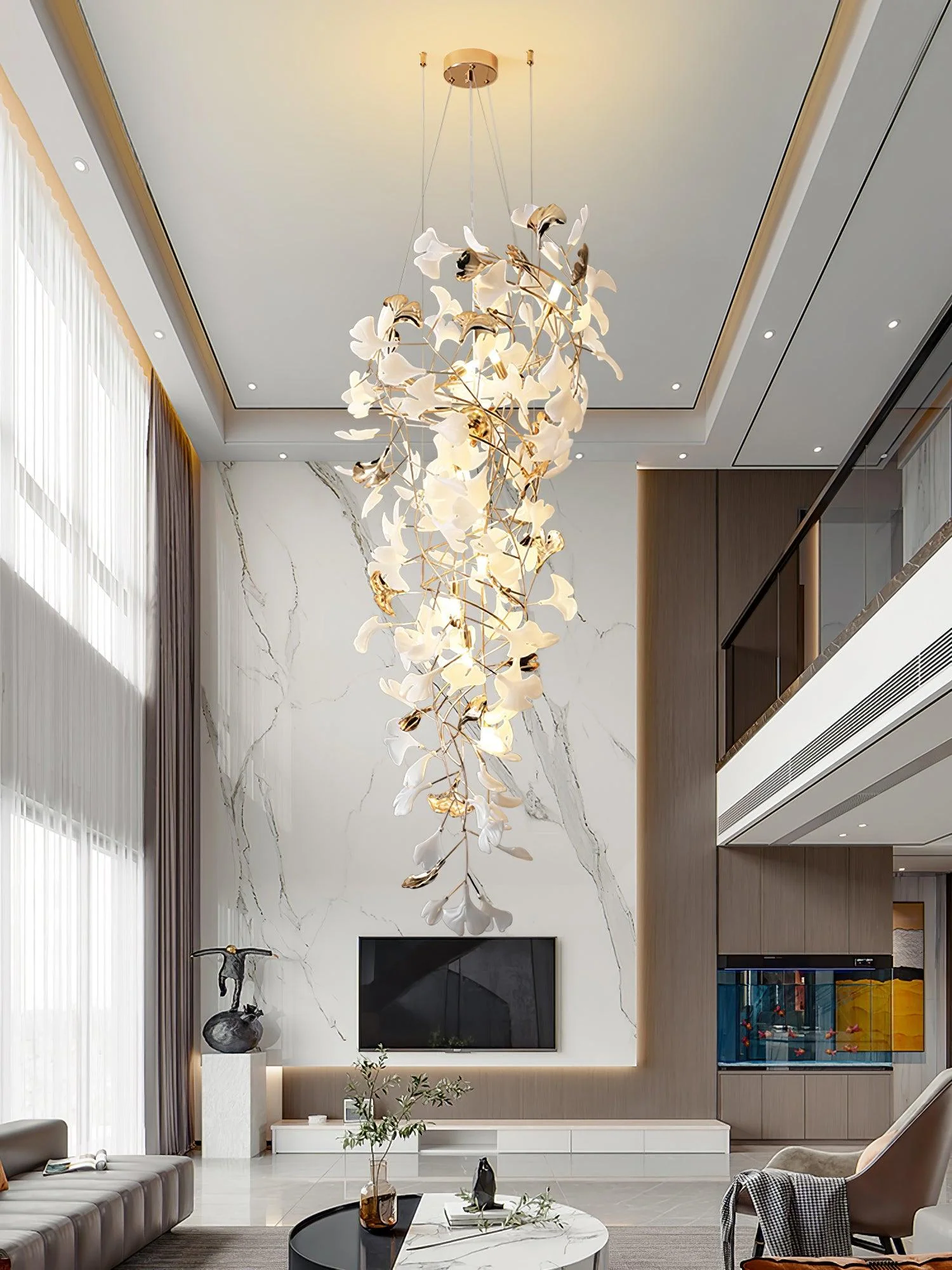 Olivia Ceramic Gingko Cascading Chandelier - Image 21