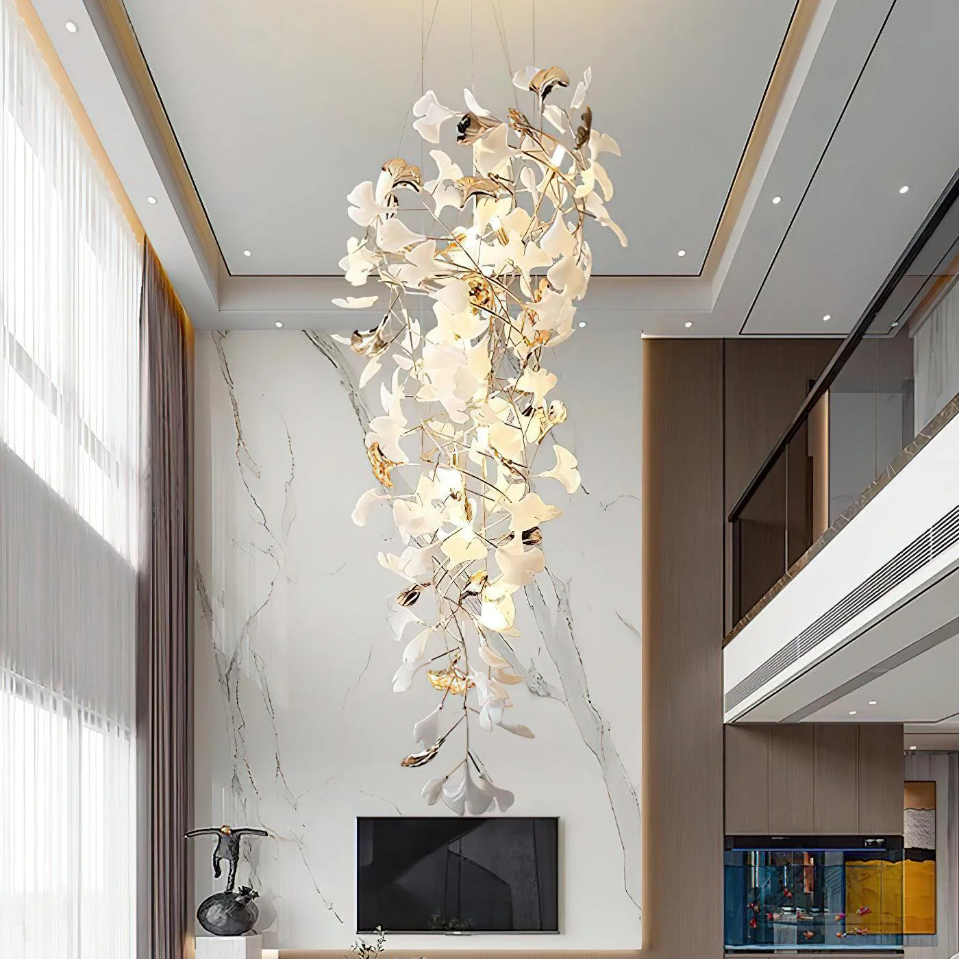 Olivia Ceramic Gingko Cascading Chandelier - Image 4