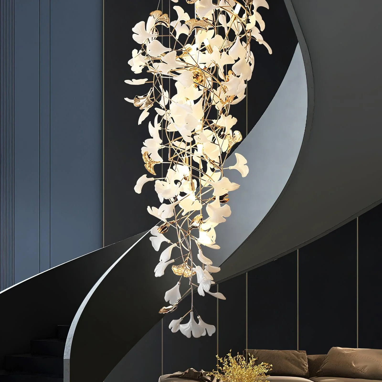 Olivia Ceramic Gingko Cascading Chandelier - Image 7