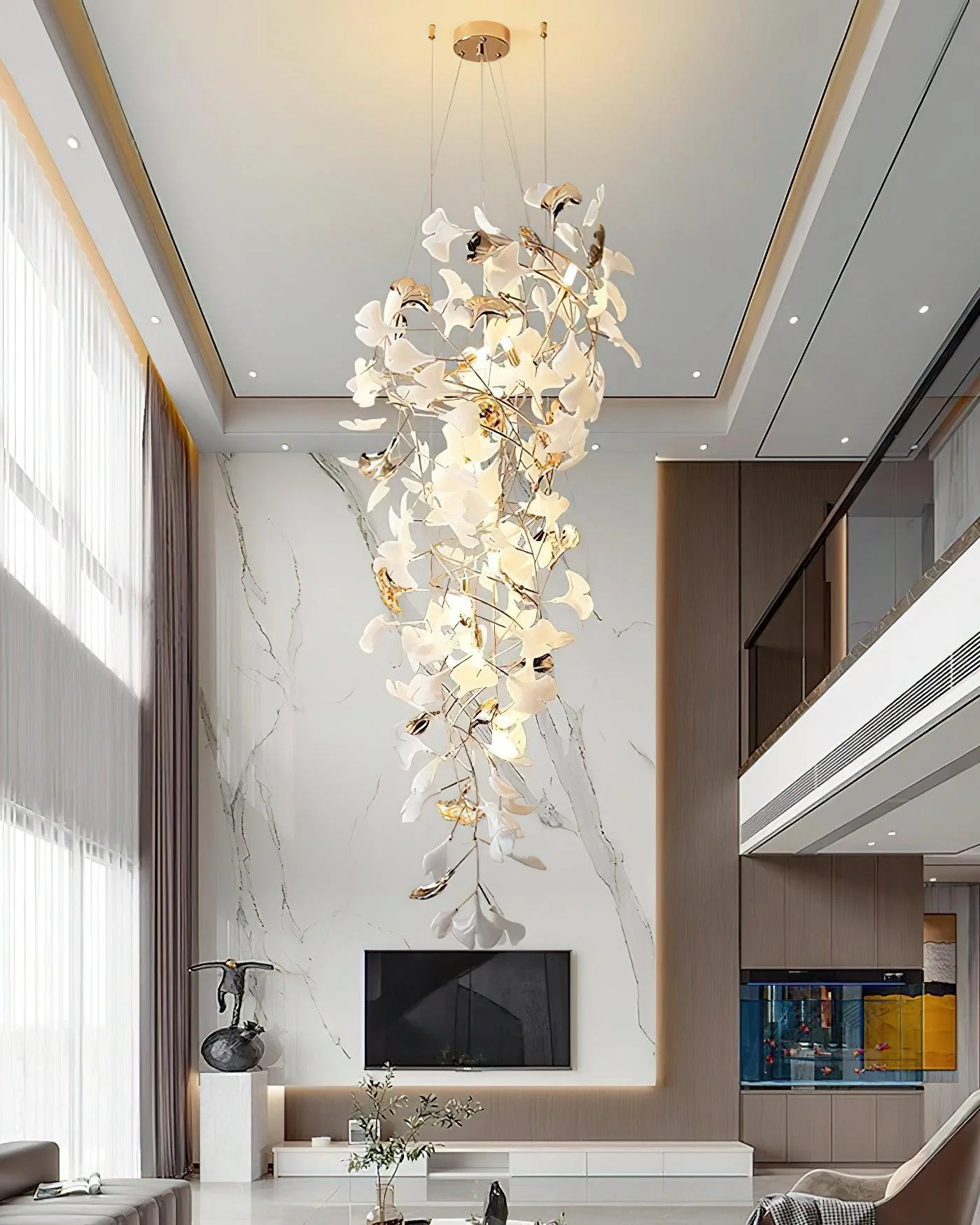 Olivia Ceramic Gingko Cascading Chandelier - Image 8