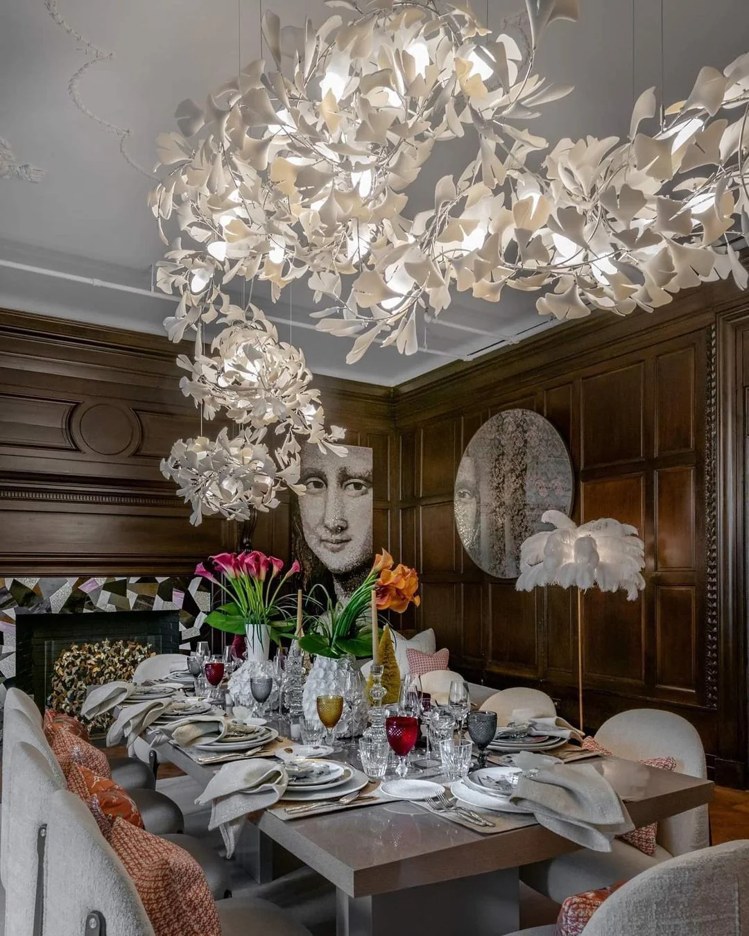 Olivia Ceramic Gingko Leaf Chandelier L196.8″/L500CM - Image 106