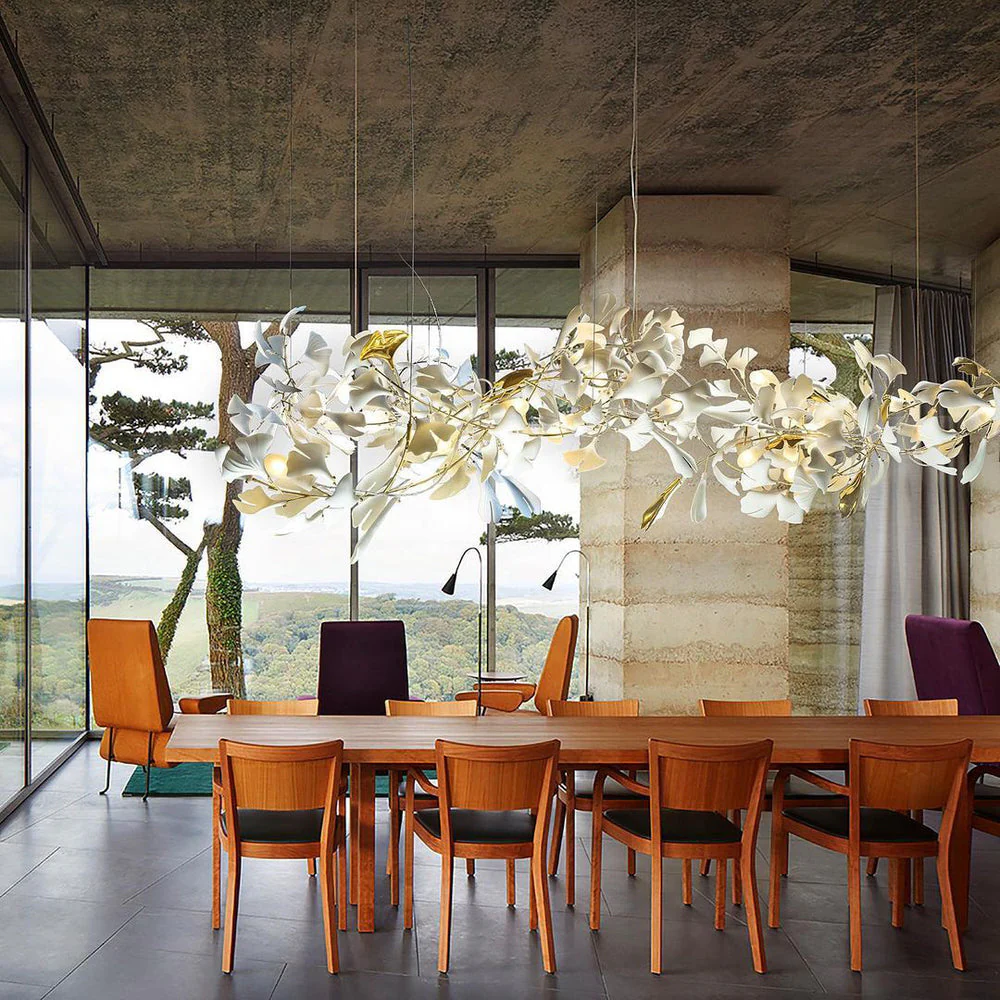 Olivia Ceramic Gingko Leaf Chandelier L196.8″/L500CM - Image 108