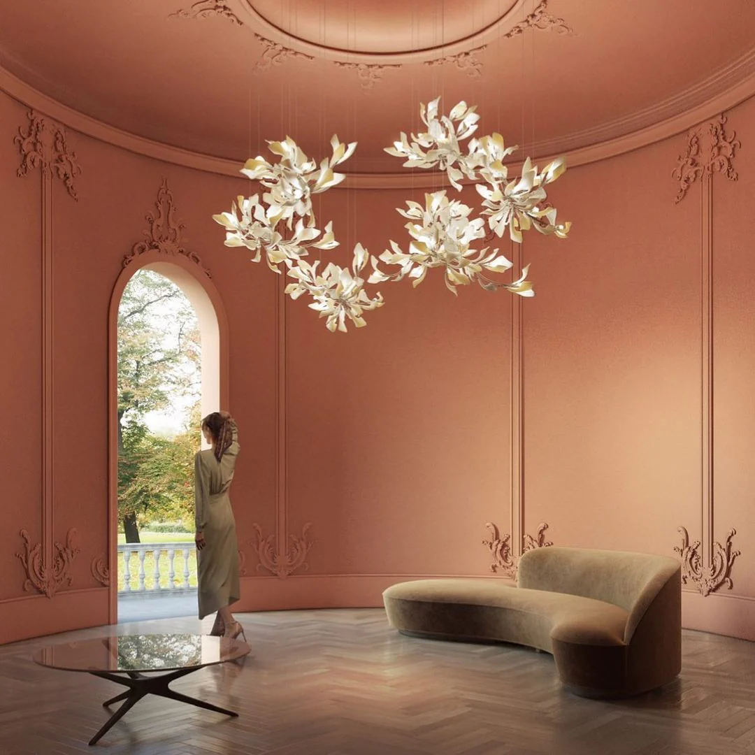 Olivia Ceramic Gingko Leaf Chandelier L196.8″/L500CM - Image 113