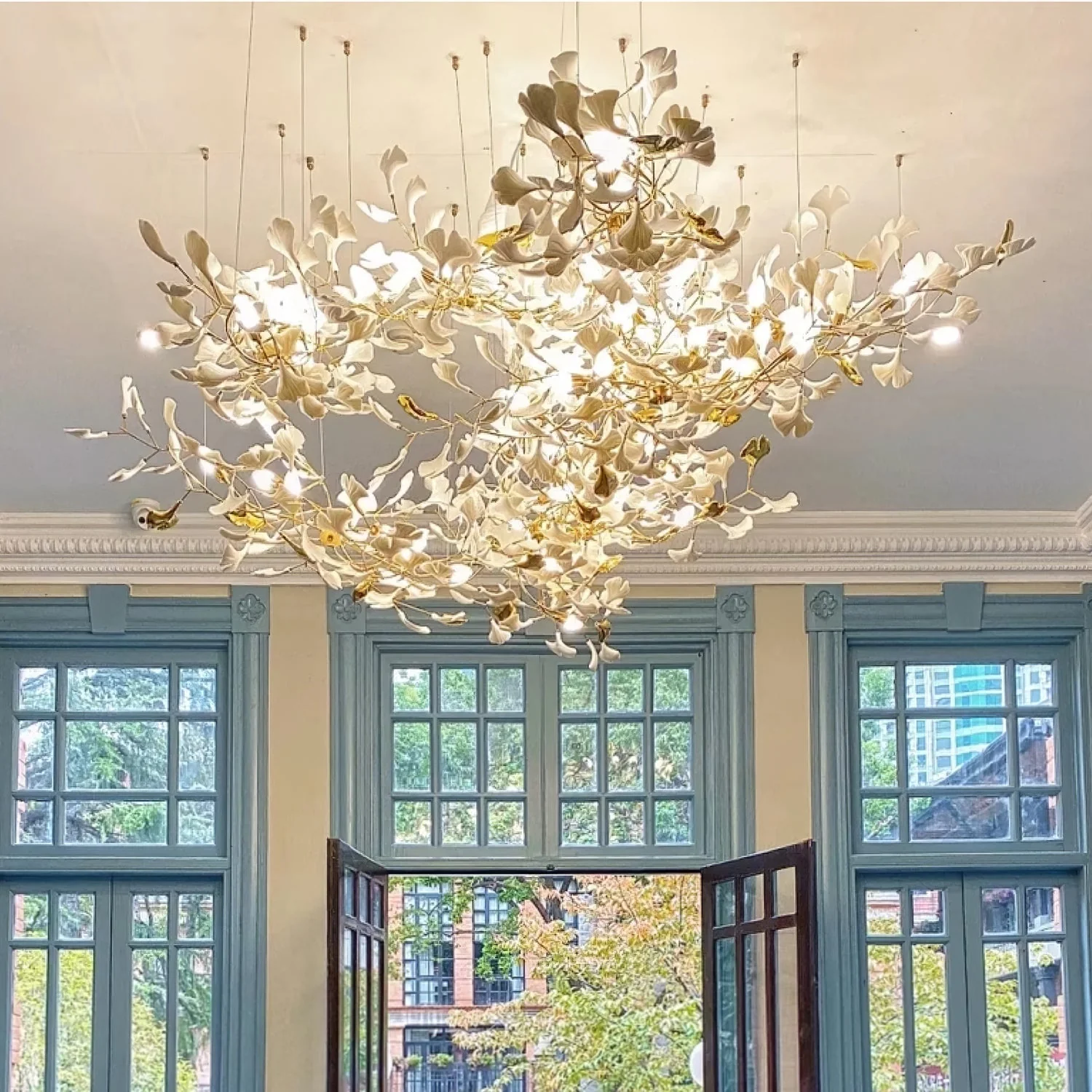 Olivia Ceramic Gingko Leaf Chandelier L196.8″/L500CM - Image 2
