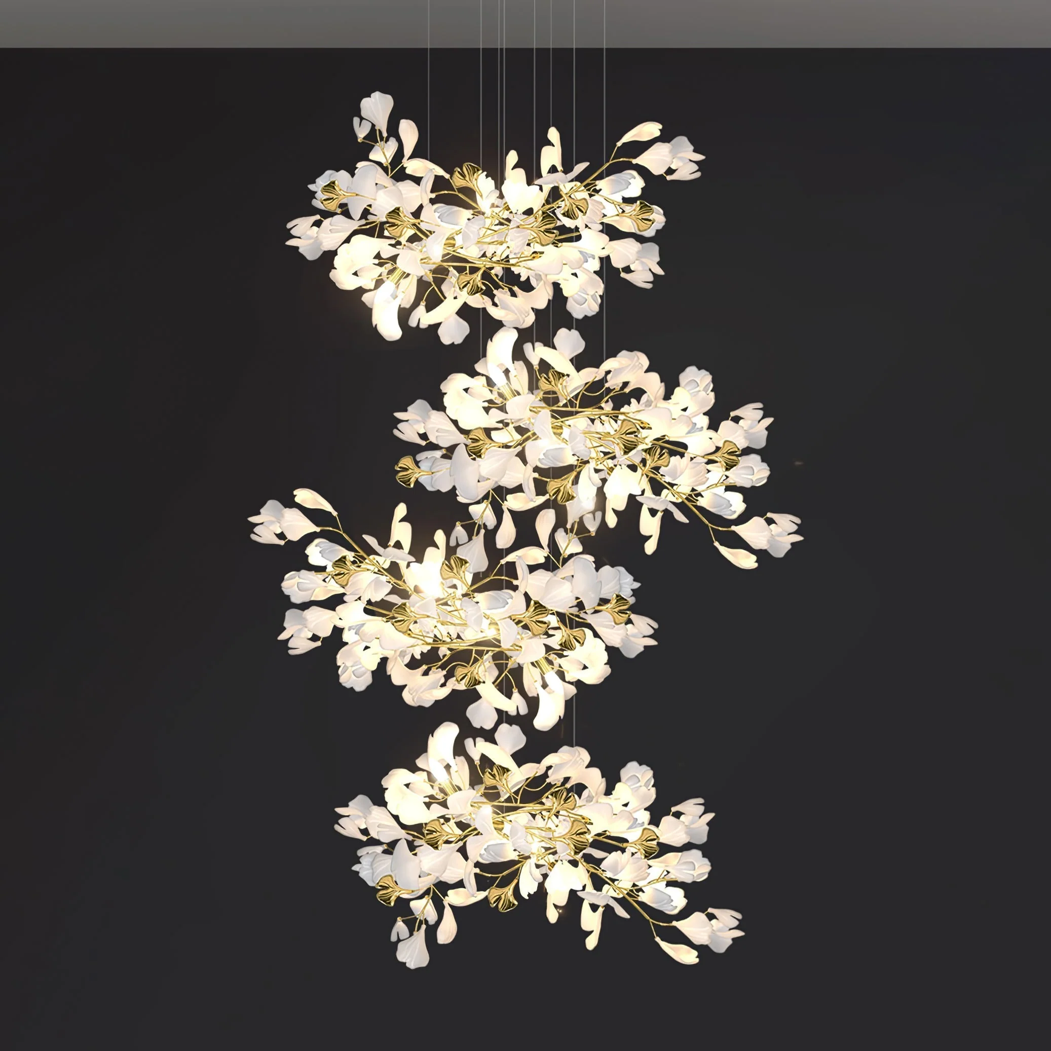 Olivia Ceramic Gingko Leaf Chandelier L196.8″/L500CM - Image 22