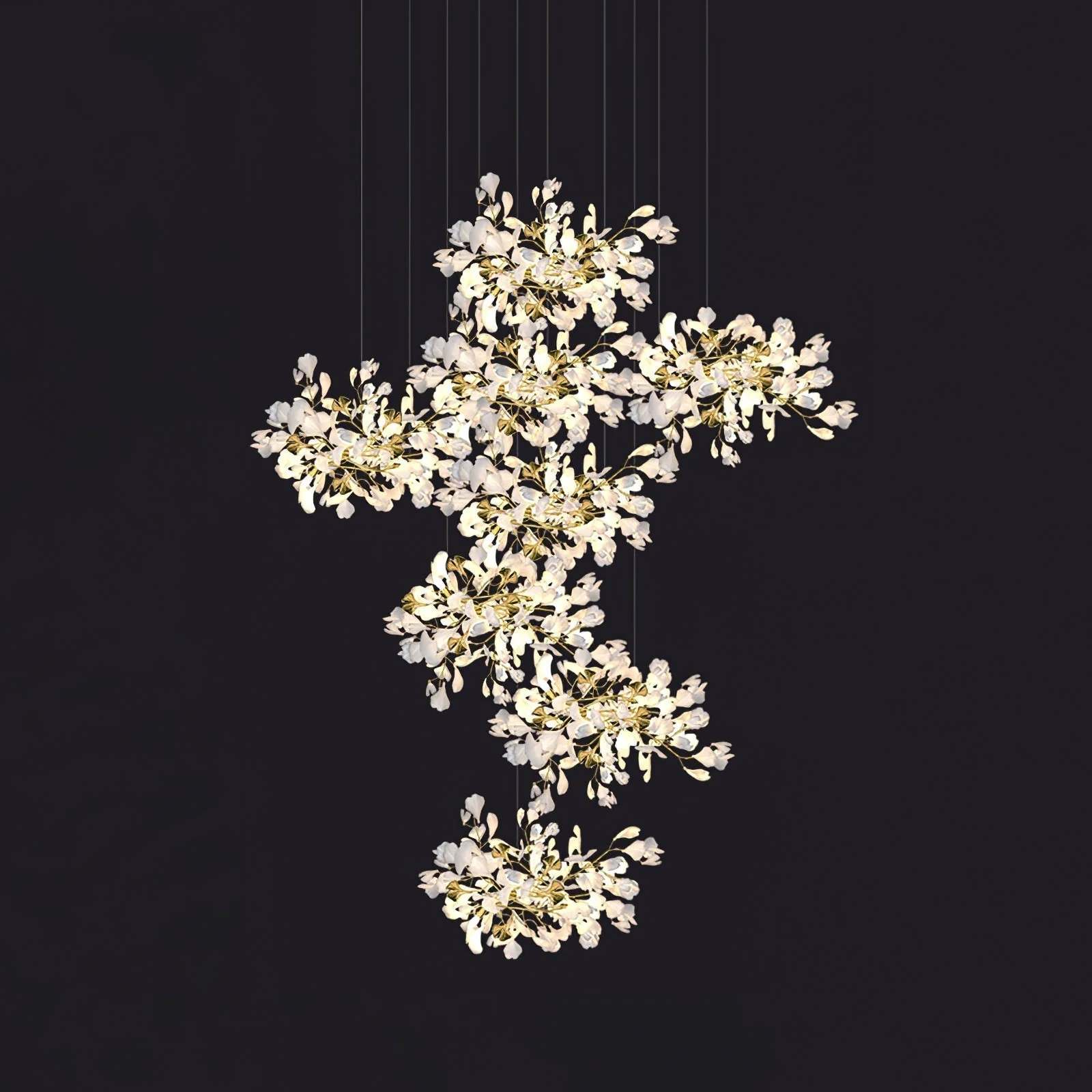 Olivia Ceramic Gingko Leaf Chandelier L196.8″/L500CM - Image 24