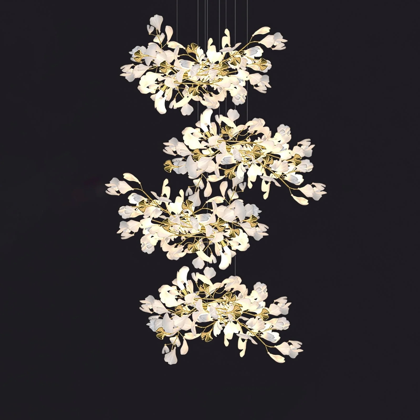 Olivia Ceramic Gingko Leaf Chandelier L196.8″/L500CM - Image 25
