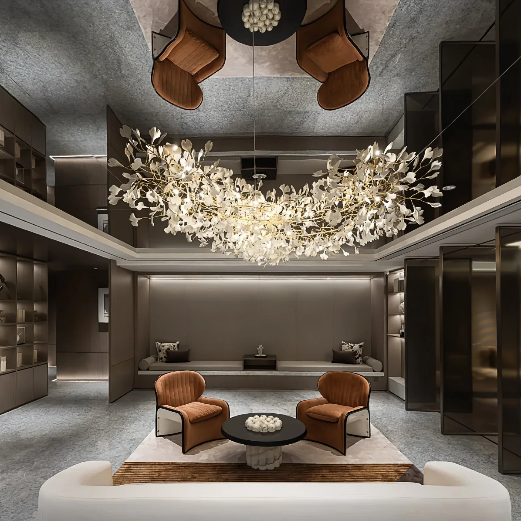 Olivia Ceramic Gingko Leaf Chandelier L196.8″/L500CM - Image 36