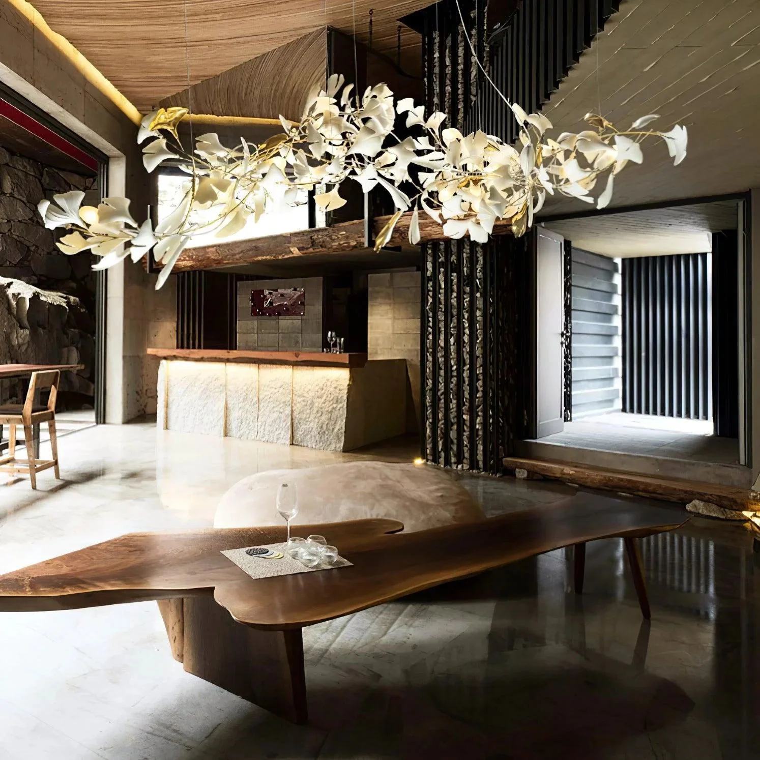 Olivia Ceramic Gingko Leaf Chandelier L196.8″/L500CM - Image 50