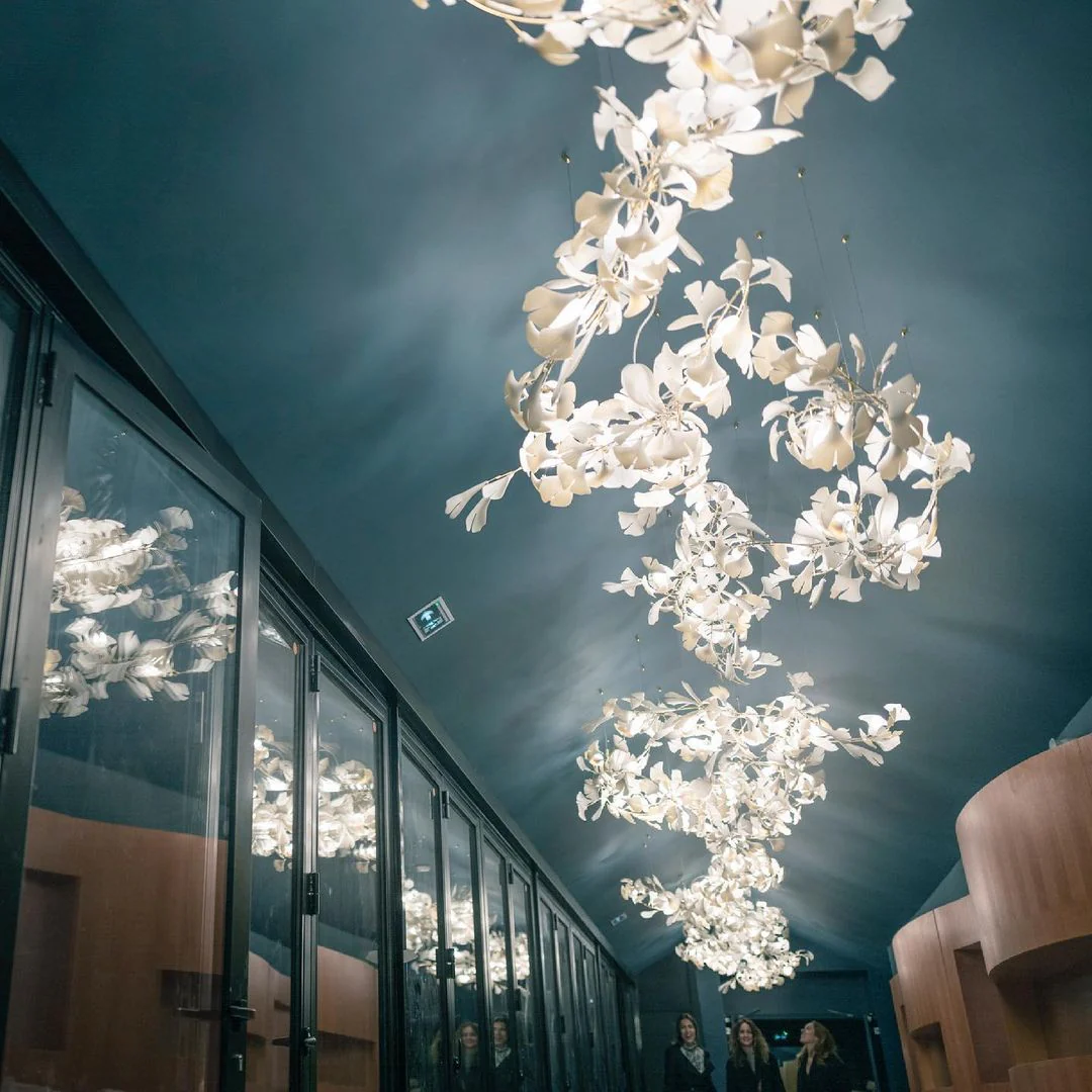Olivia Ceramic Gingko Leaf Chandelier L196.8″/L500CM - Image 6