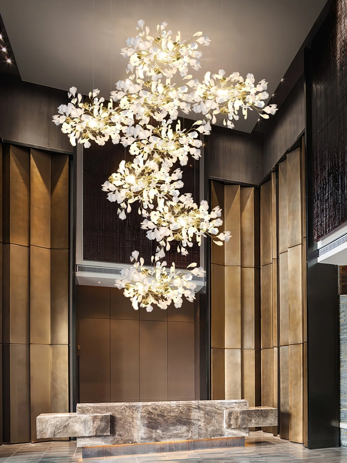 Olivia Ceramic Gingko Leaf Chandelier L196.8″/L500CM - Image 74