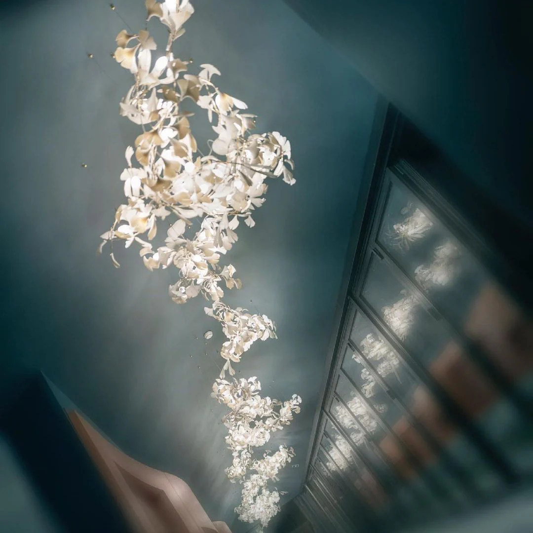 Olivia Ceramic Gingko Leaf Chandelier L196.8″/L500CM - Image 84