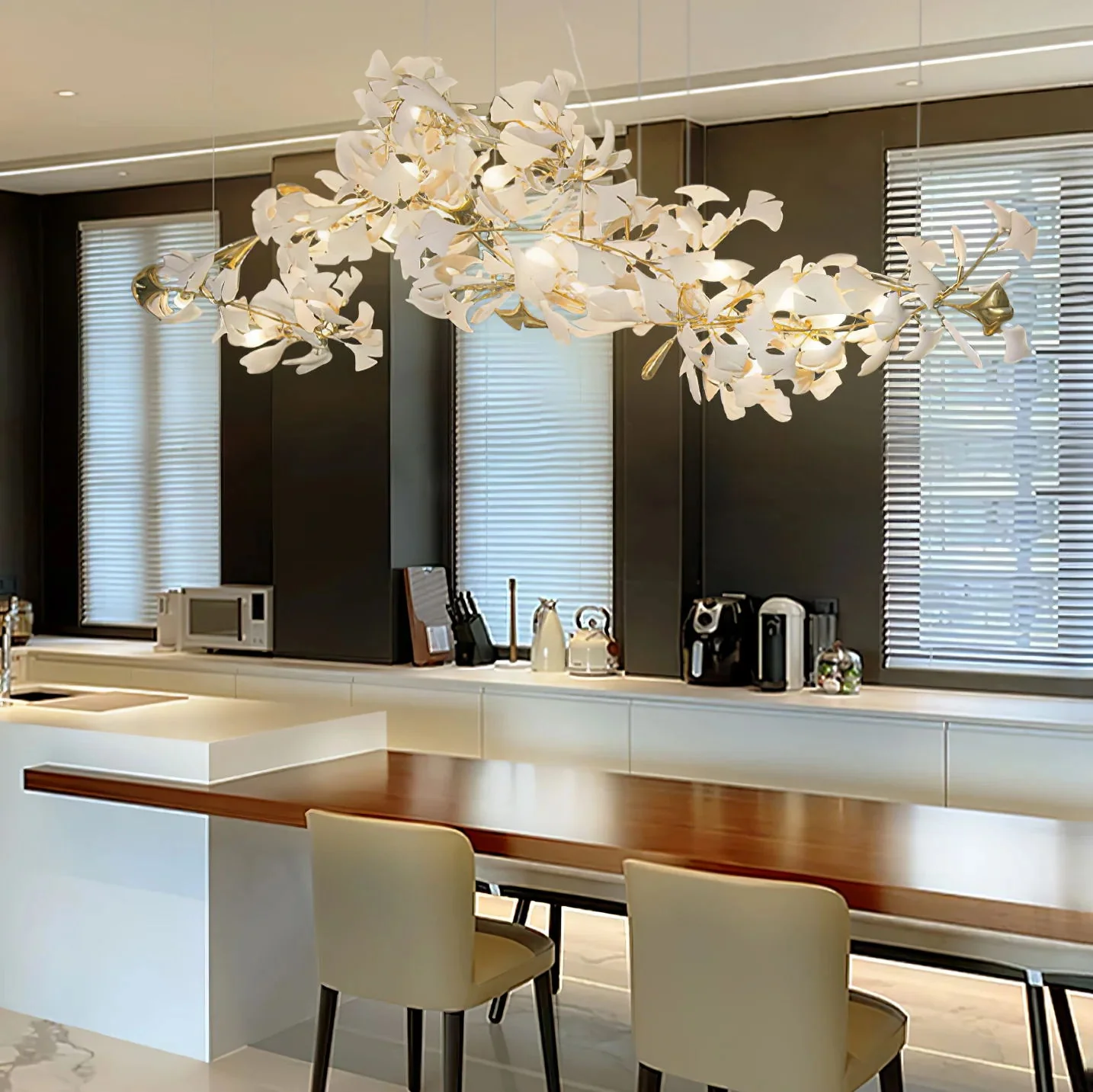 Olivia Ceramic Gingko Leaf Chandelier L196.8″/L500CM - Image 91