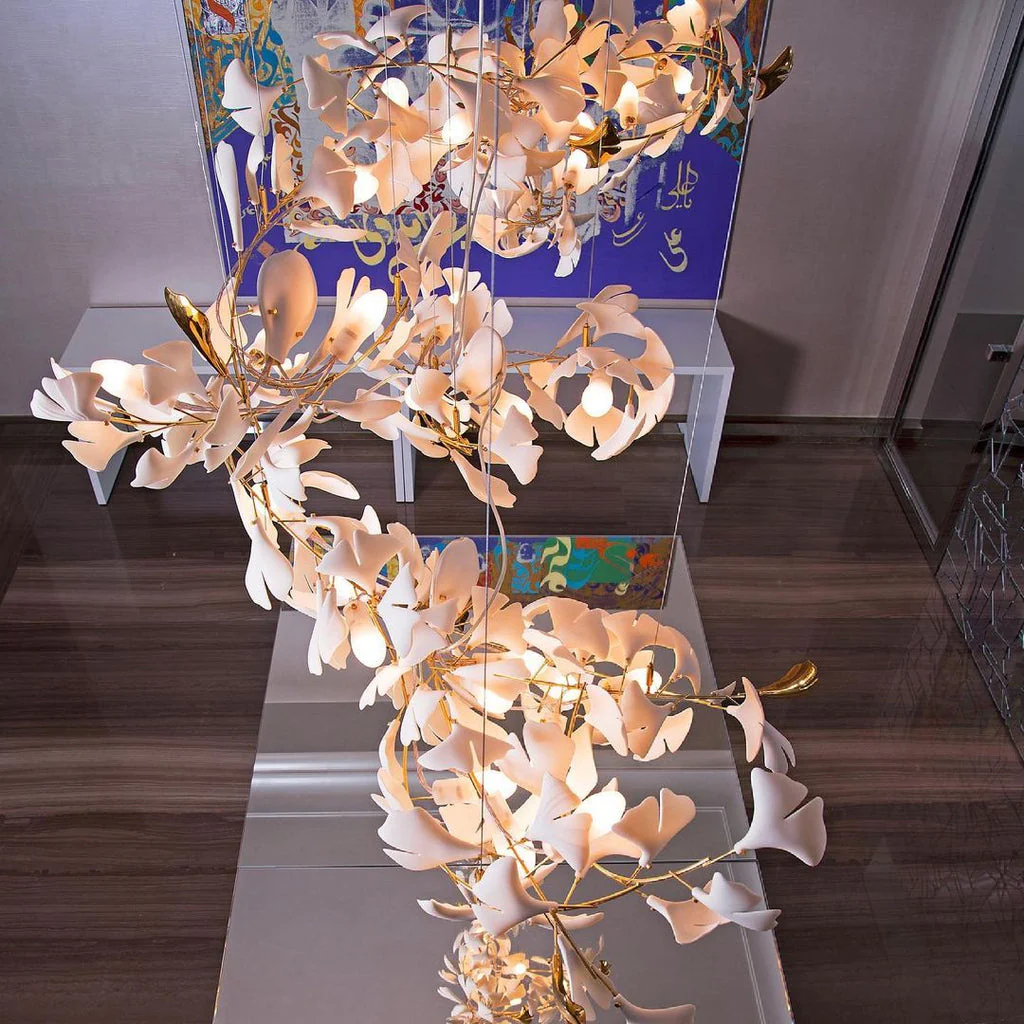 Olivia Ceramic Gingko Leaf Chandelier L196.8″/L500CM - Image 99
