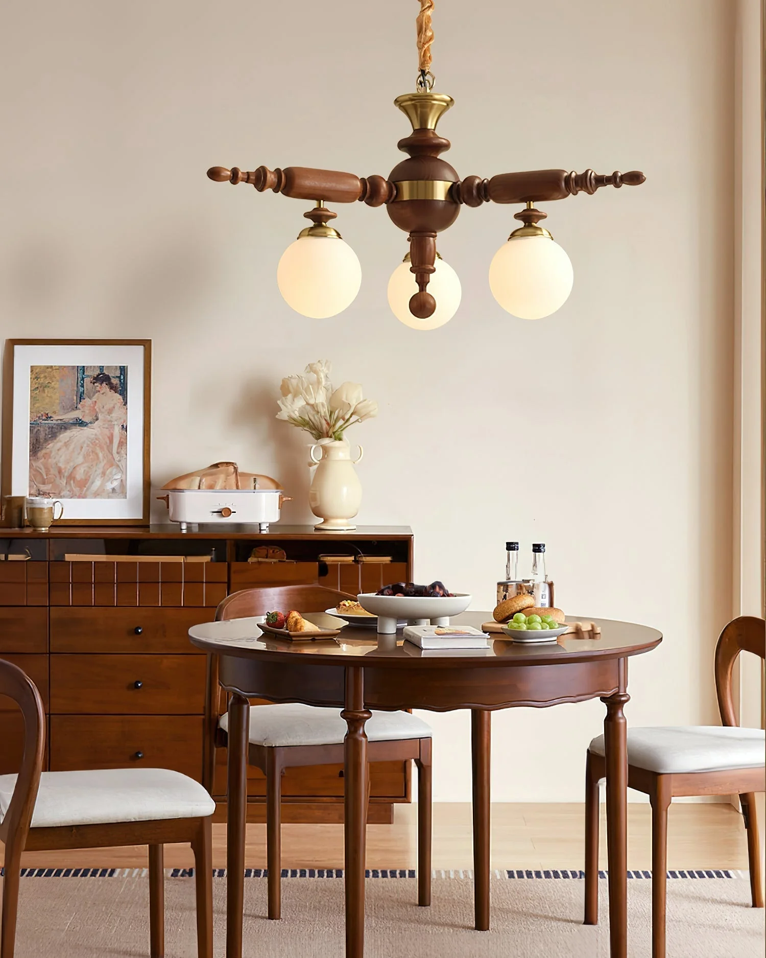 Olvenir Rustic Wood Glass Chandelier - Image 13