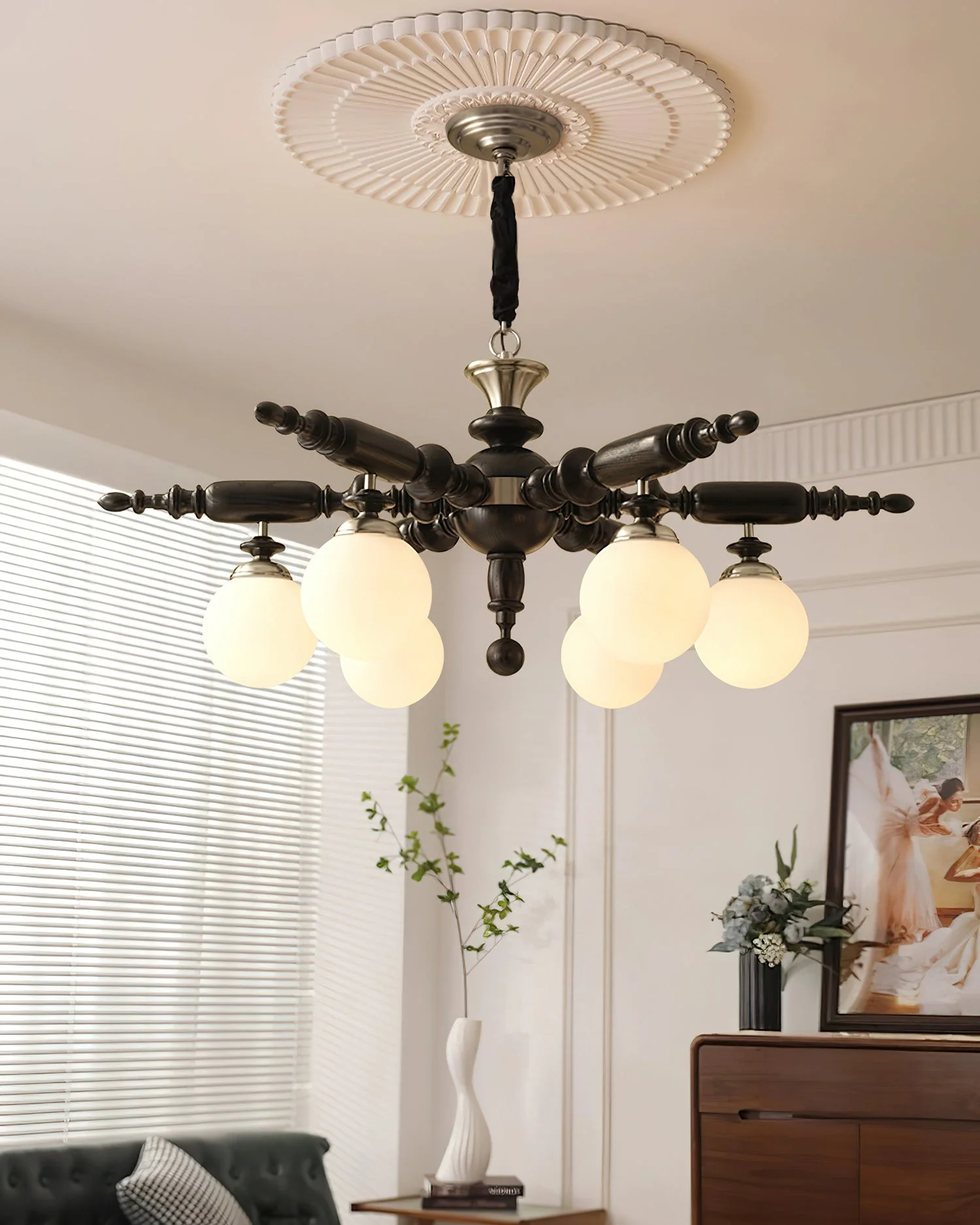 Olvenir Rustic Wood Glass Chandelier - Image 17