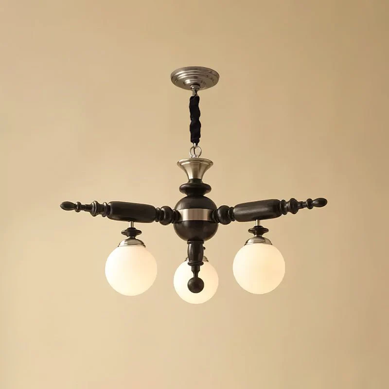 Olvenir Rustic Wood Glass Chandelier - Image 7