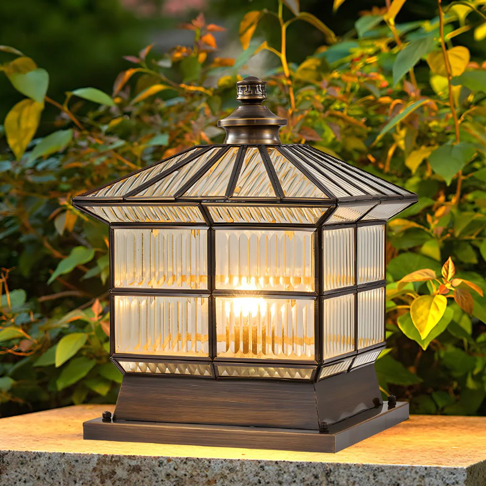 Oneaa Classic Glass Outdoor Pillar Post Light