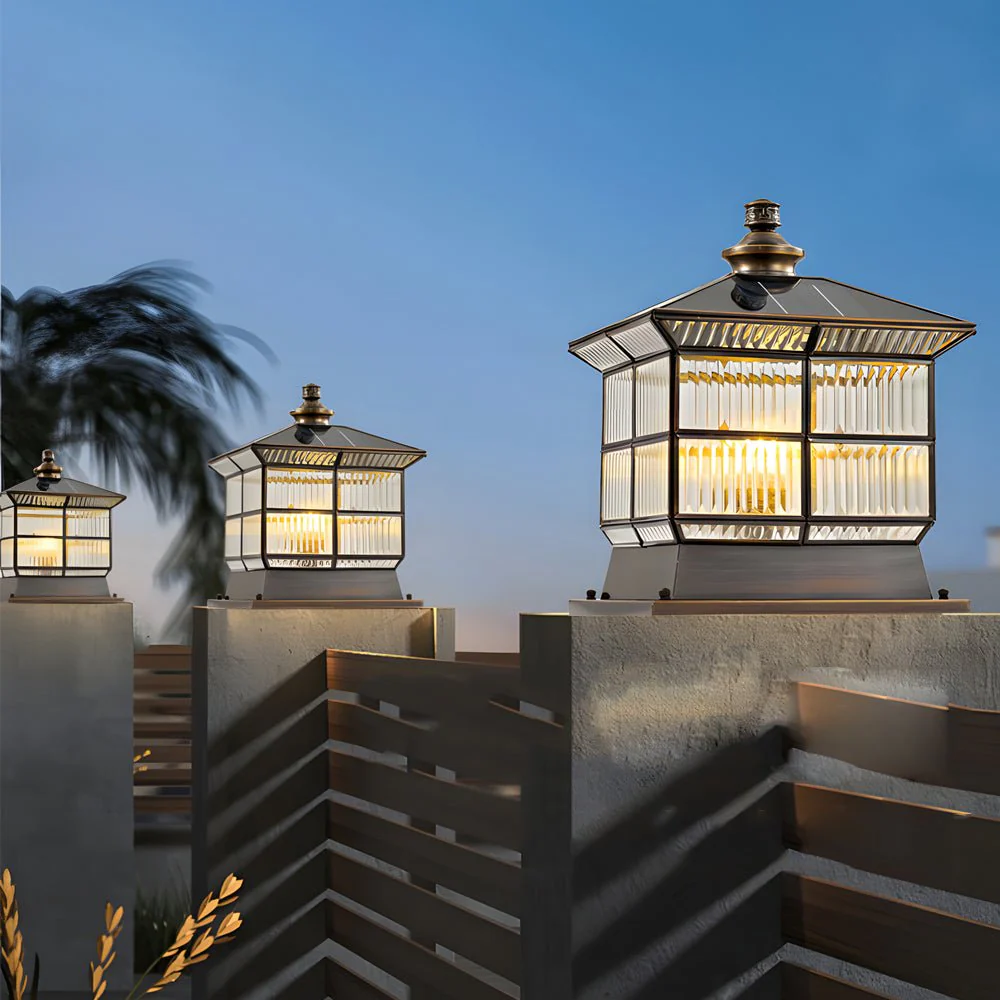 Oneaa Classic Glass Outdoor Pillar Post Light - Image 2