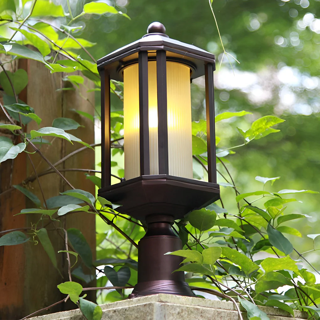 Ophelia Retro Rose Gold American Outdoor Pillar Lamp - Image 2