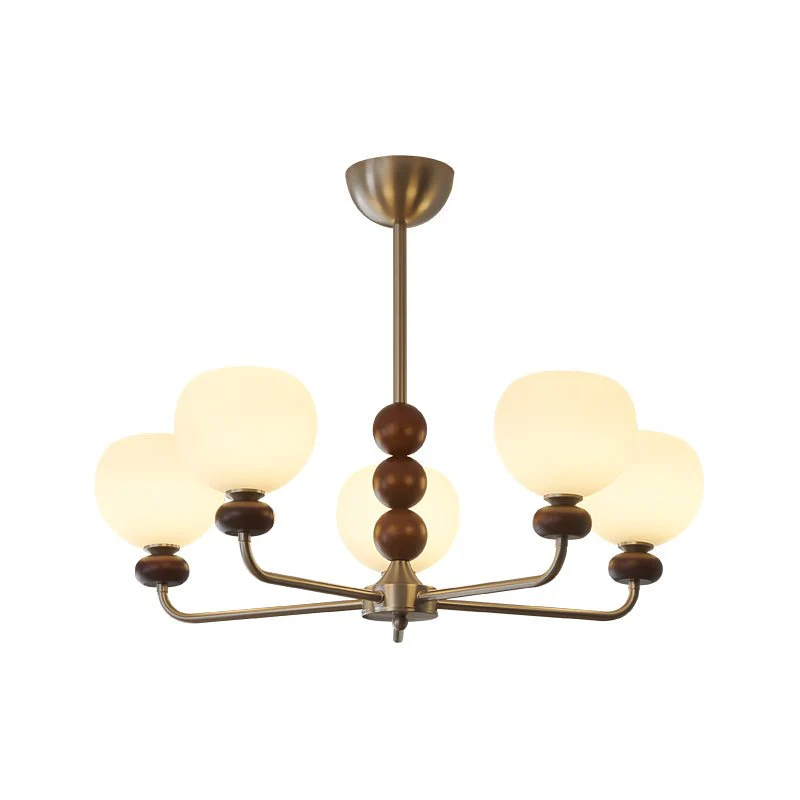 Vilorira Traditional Classic Orb Walnut Wood Glass Chandelier - Image 10