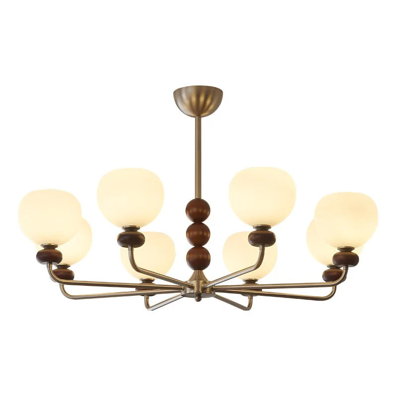Vilorira Traditional Classic Orb Walnut Wood Glass Chandelier - Image 11