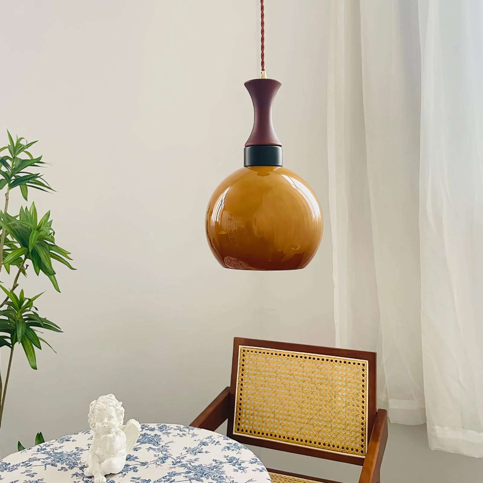 Orbique Modern Minimalist Wood Glass Pendant Lamp - Image 12