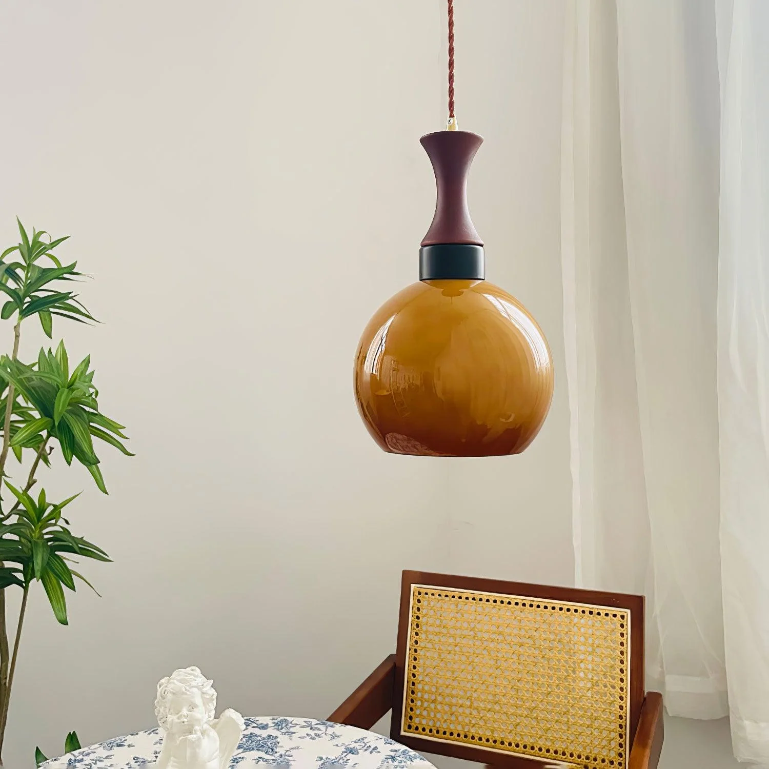 Orbique Modern Minimalist Wood Glass Pendant Lamp - Image 15