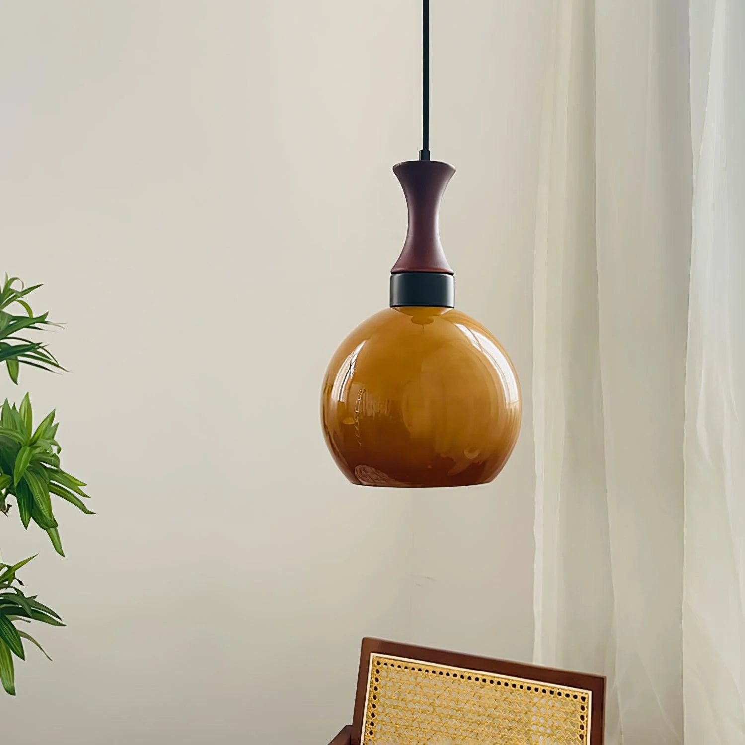 Orbique Modern Minimalist Wood Glass Pendant Lamp - Image 18