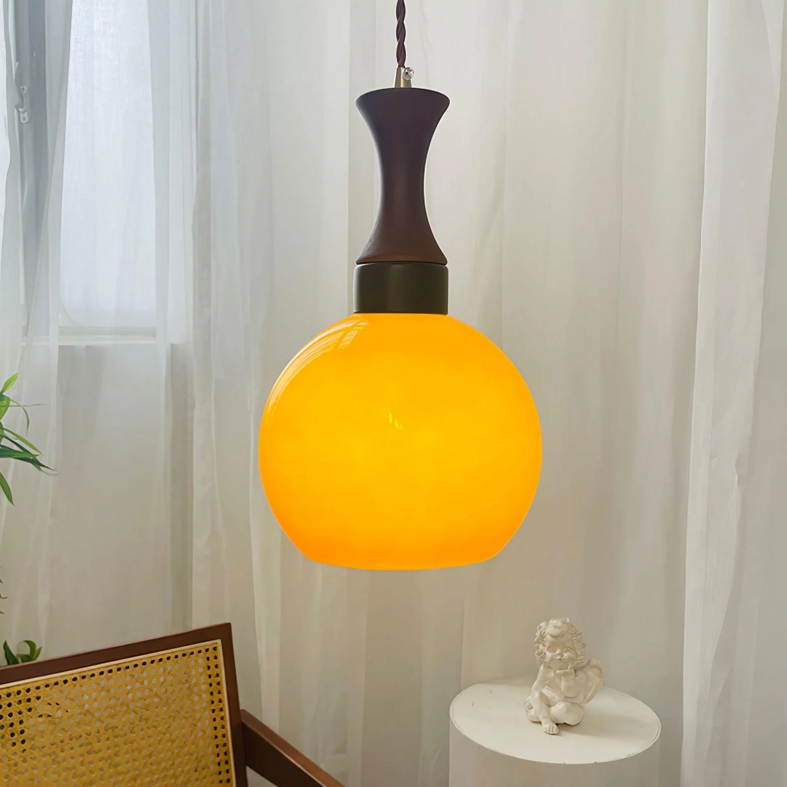 Orbique Modern Minimalist Wood Glass Pendant Lamp - Image 5