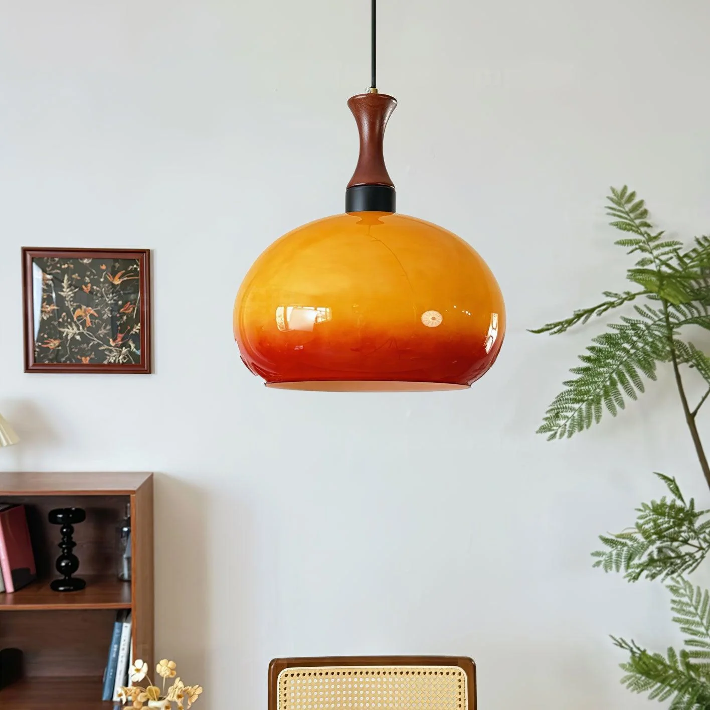 Orbique Modern Minimalist Wood Glass Pendant Lamp - Image 6