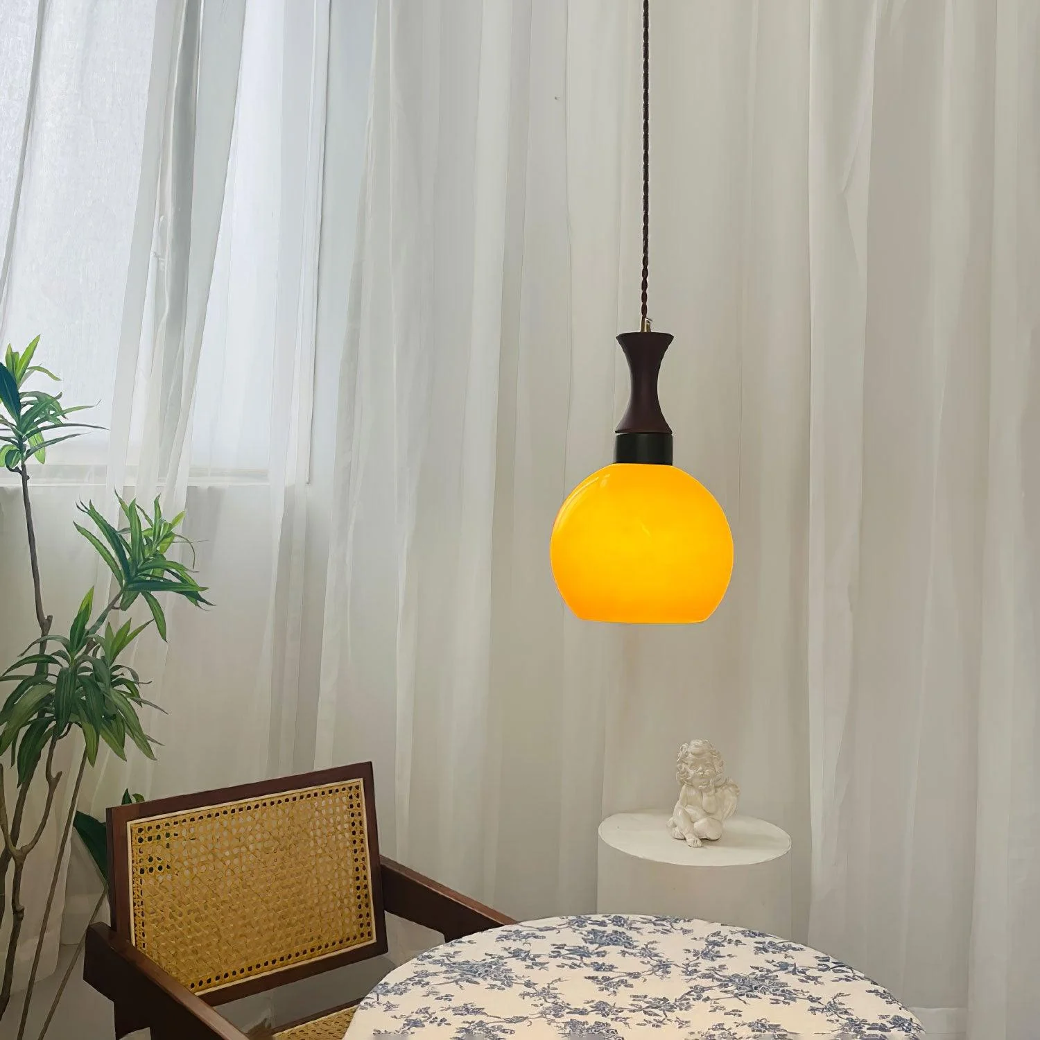 Orbique Modern Minimalist Wood Glass Pendant Lamp - Image 7