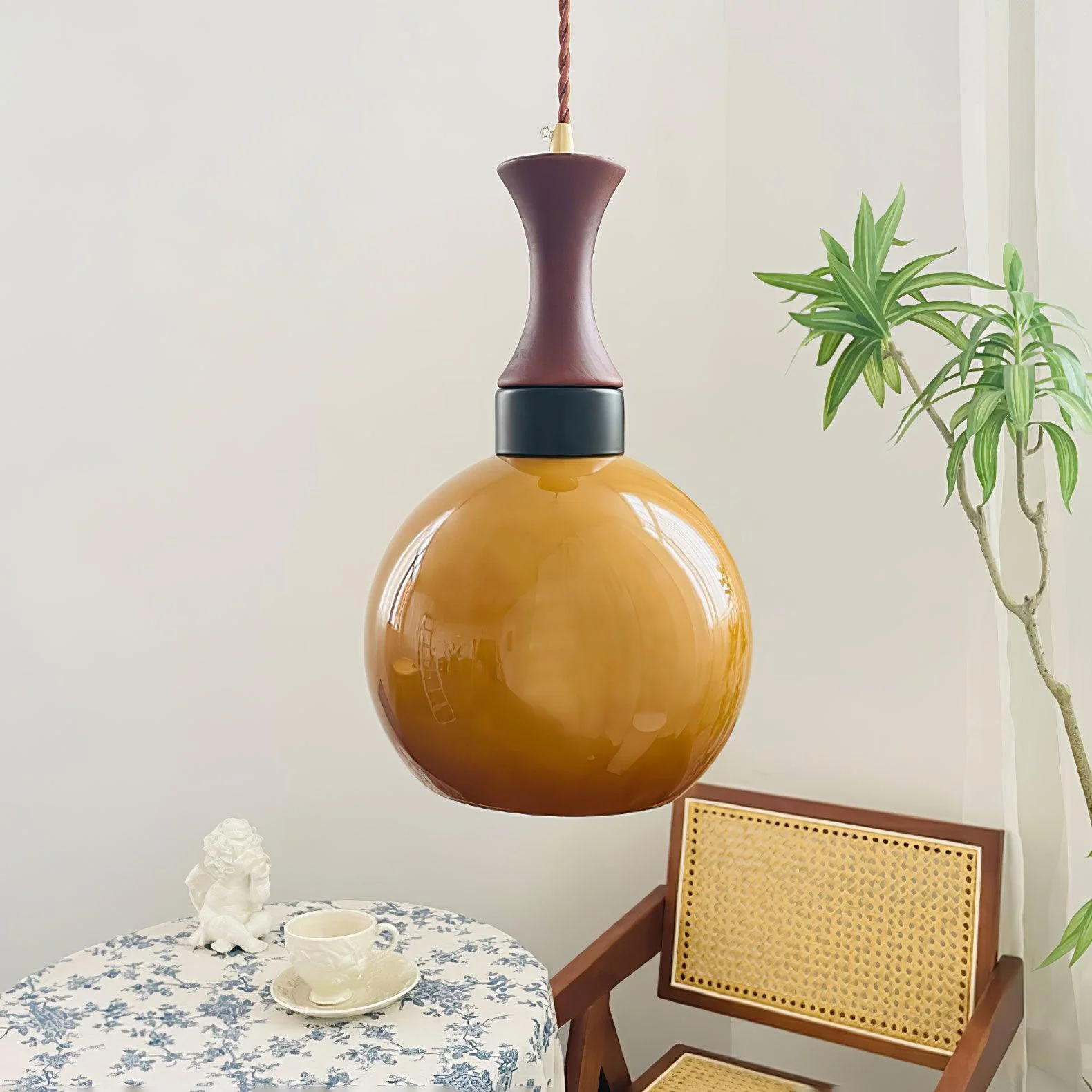 Orbique Modern Minimalist Wood Glass Pendant Lamp - Image 8