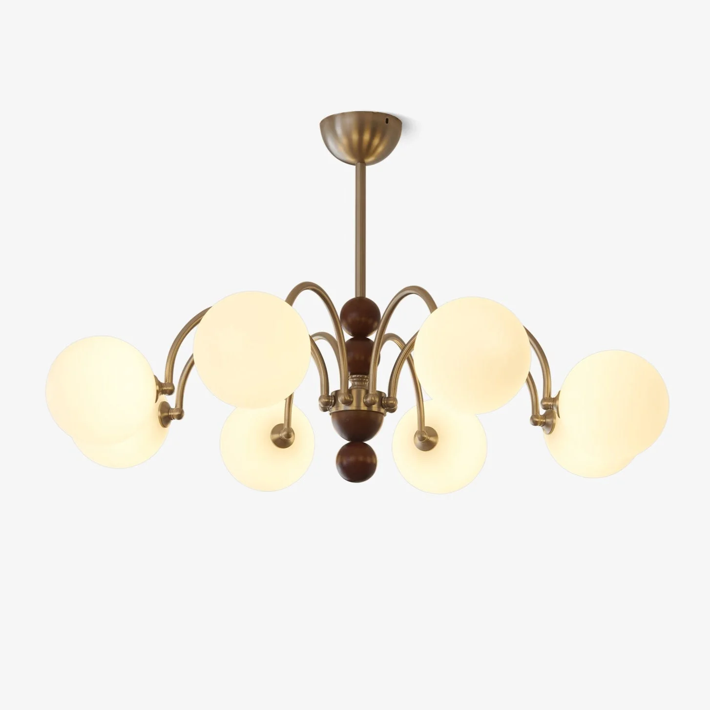 Orbital Premium Nordic Art Curve Wood Glass Chandelier