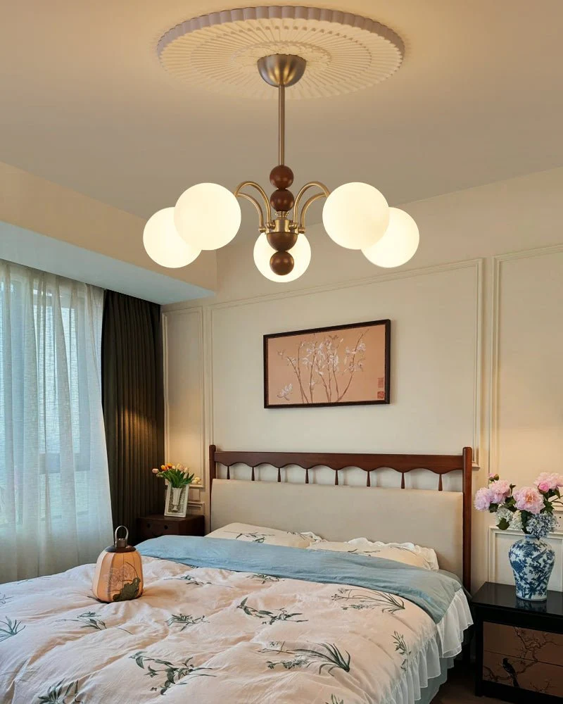 Orbital Premium Nordic Art Curve Wood Glass Chandelier - Image 12