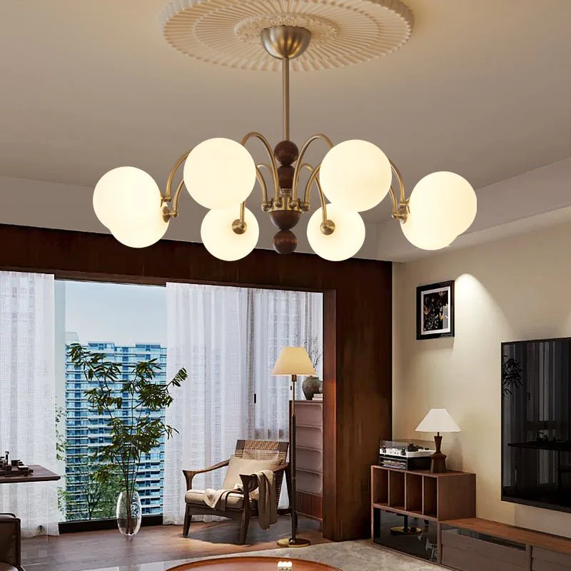 Orbital Premium Nordic Art Curve Wood Glass Chandelier - Image 6