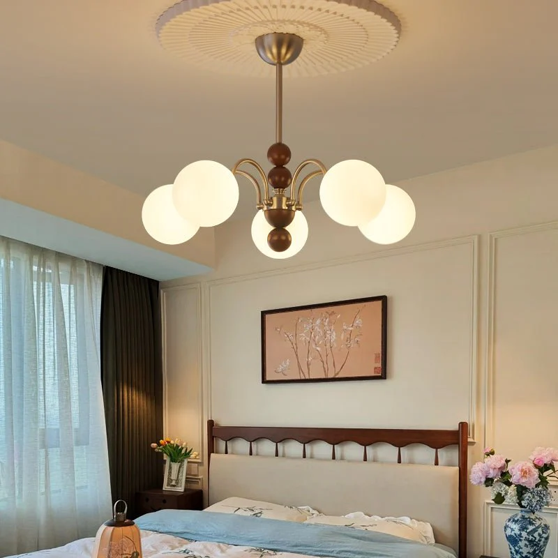 Orbital Premium Nordic Art Curve Wood Glass Chandelier - Image 8