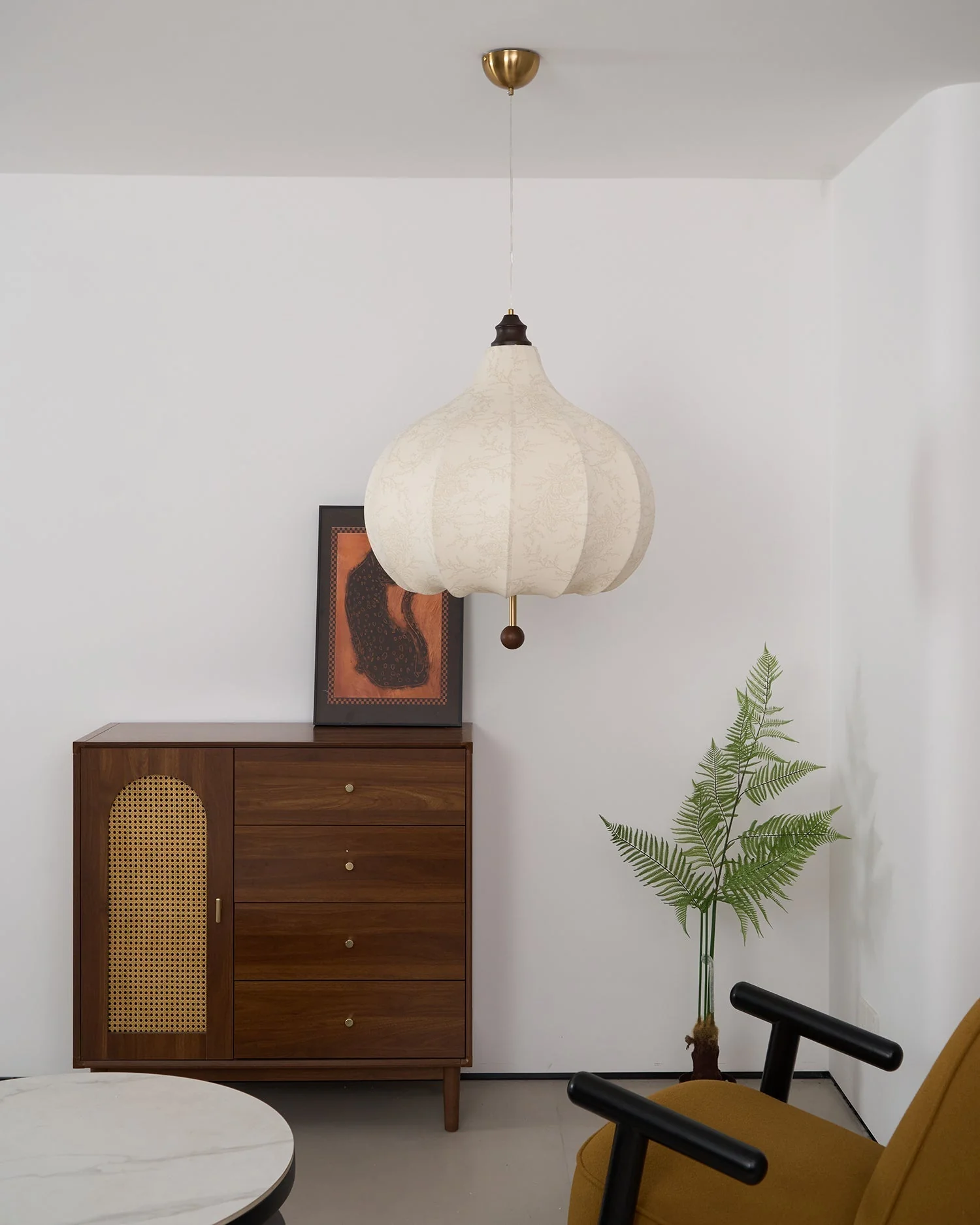 Orbitio Fabric Wood Pendant Light - Image 10