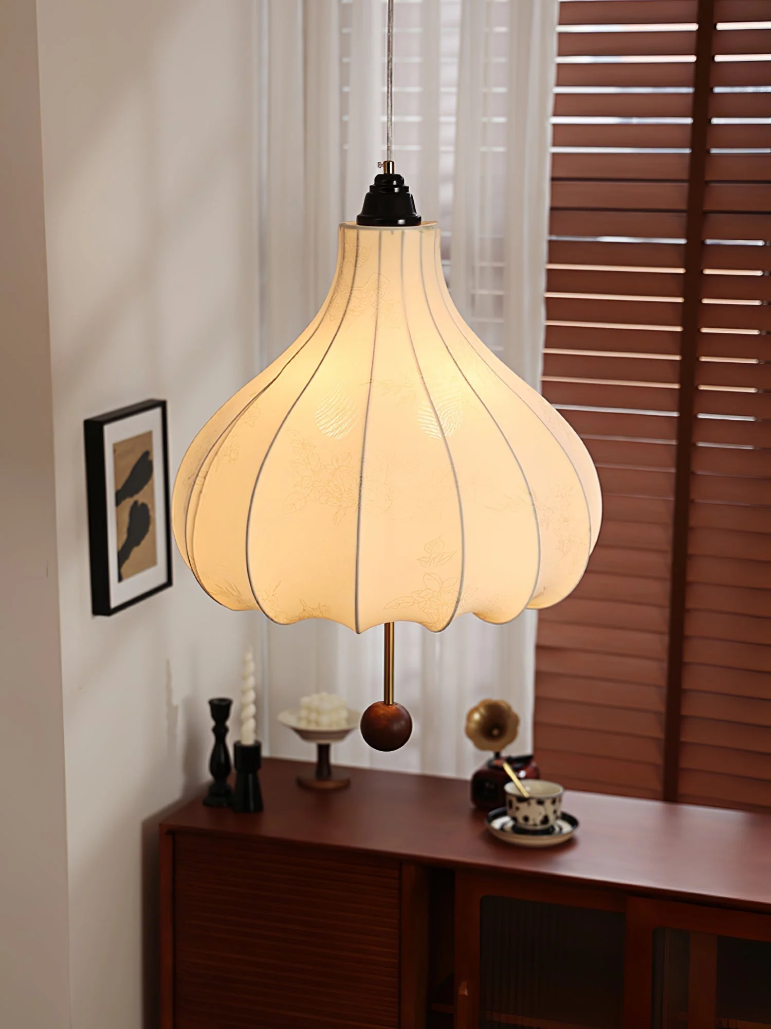 Orbitio Fabric Wood Pendant Light - Image 12