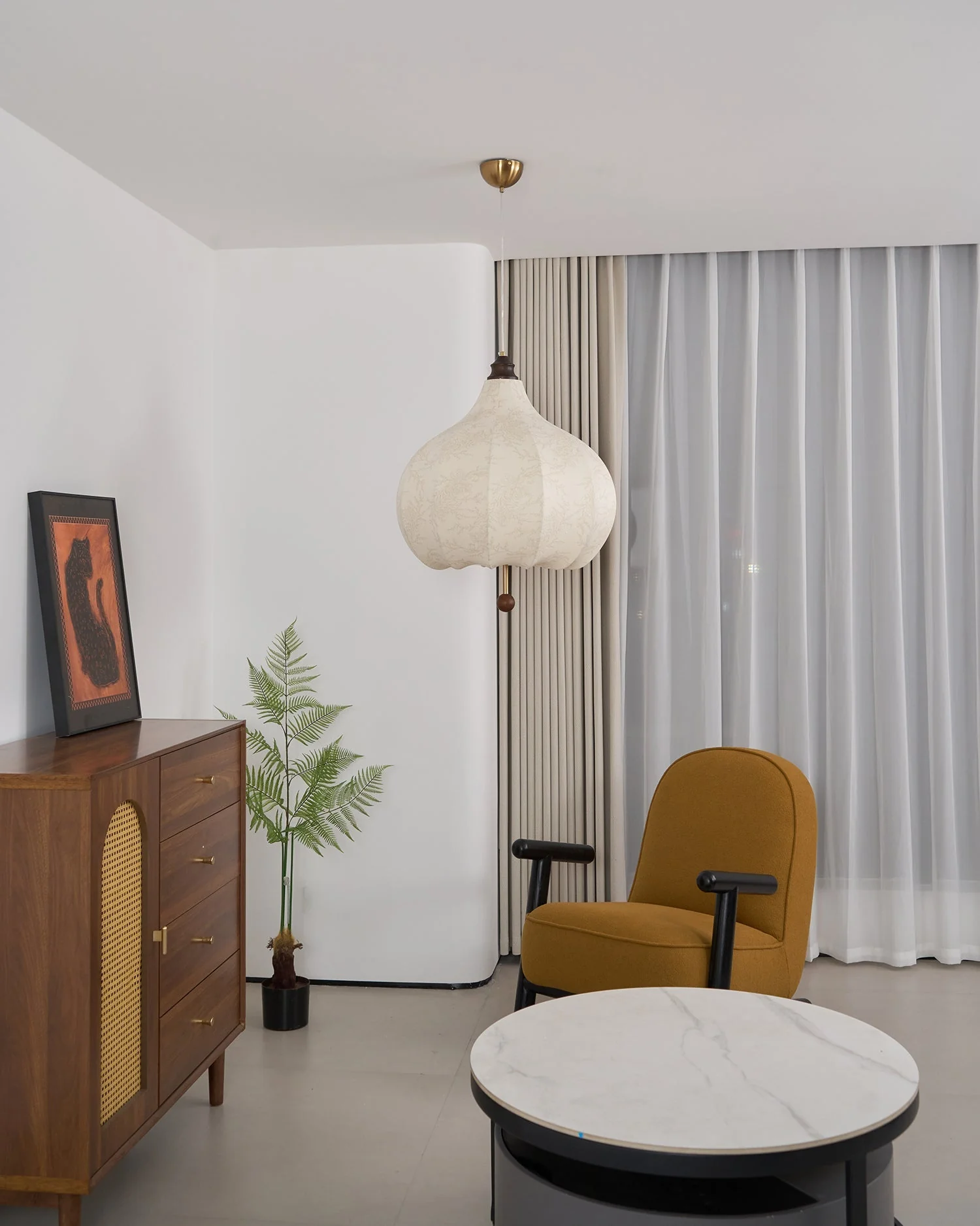 Orbitio Fabric Wood Pendant Light - Image 13