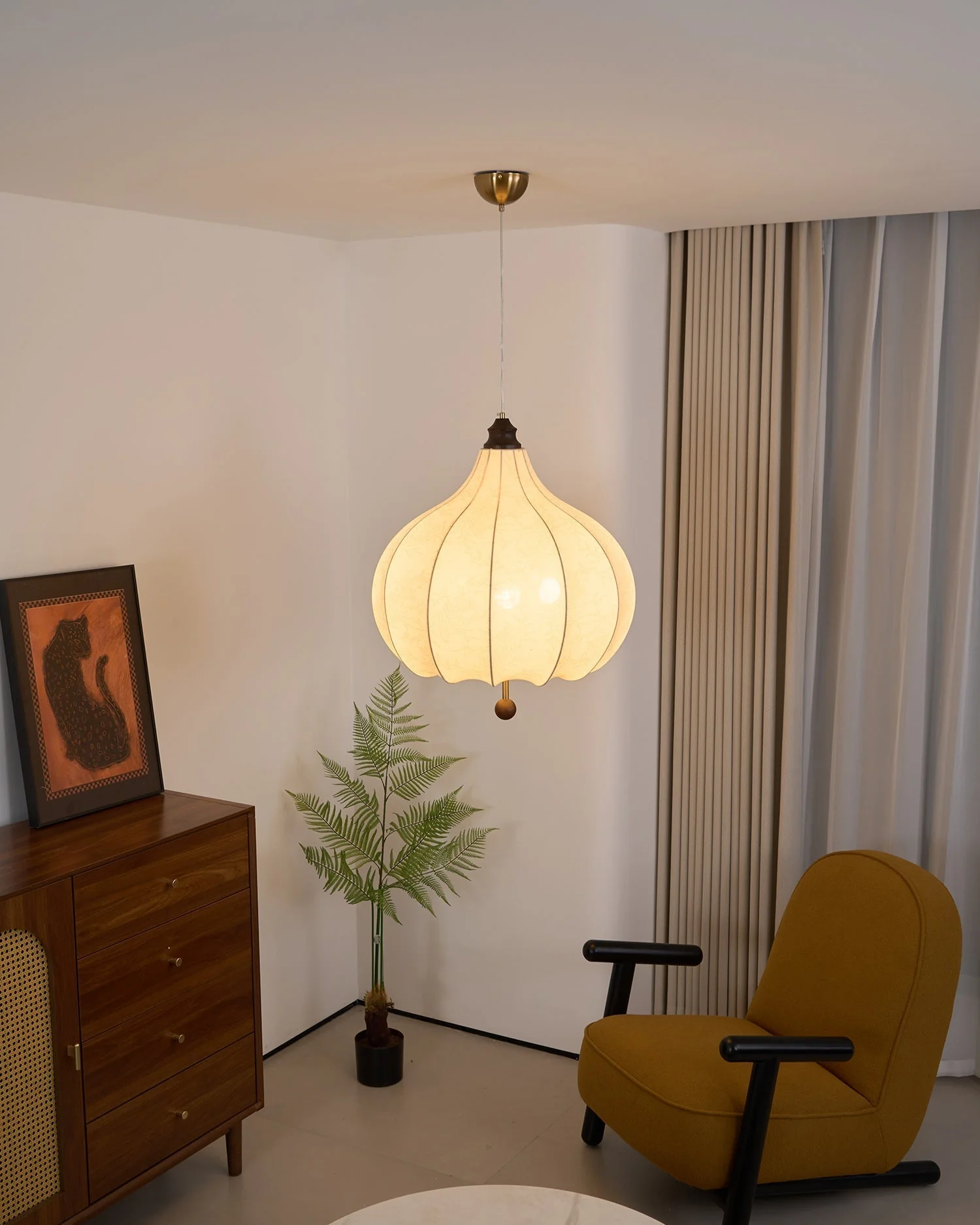 Orbitio Fabric Wood Pendant Light - Image 14