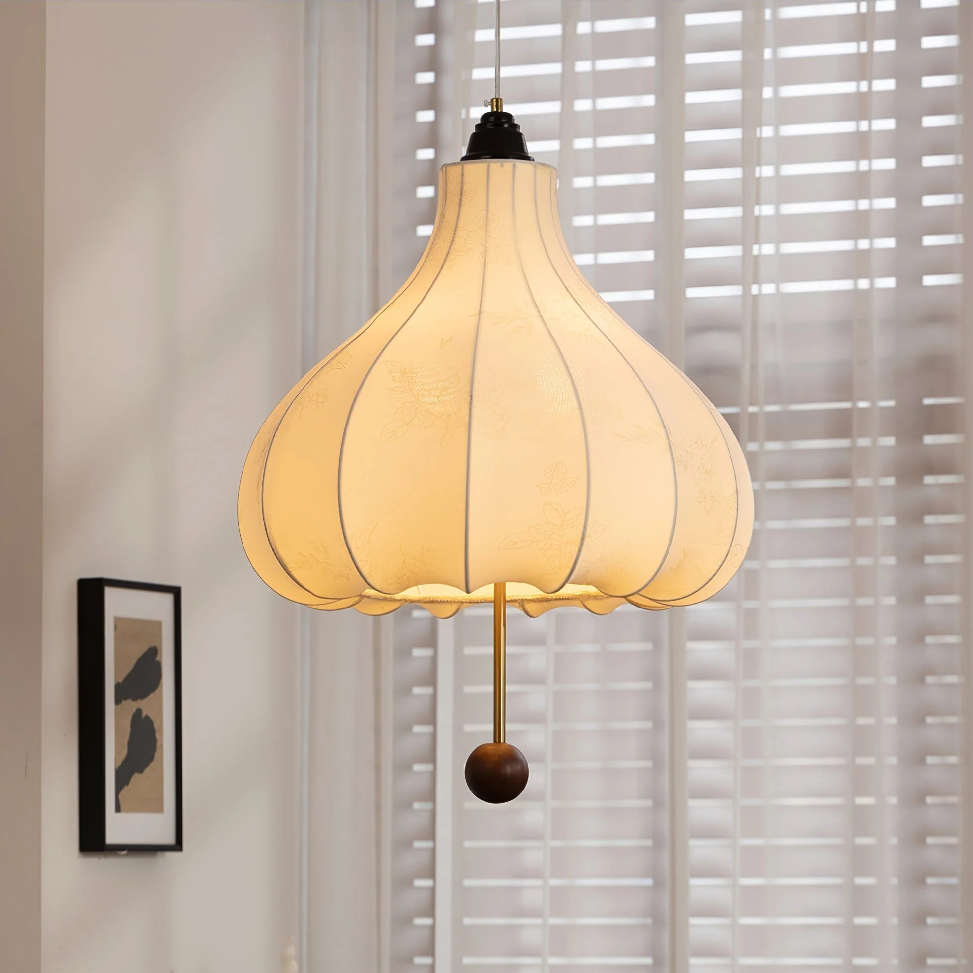 Orbitio Fabric Wood Pendant Light - Image 16